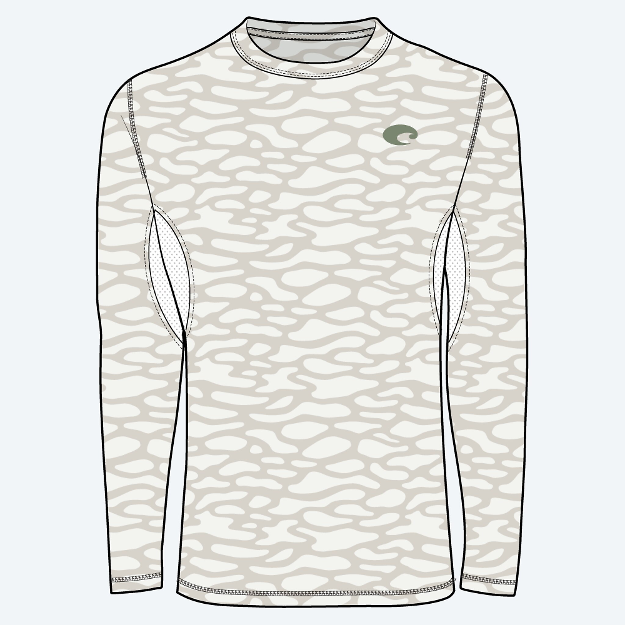 Apparel Water Print White Costa Ls Voyager Performance Shirt Image 1 of 4