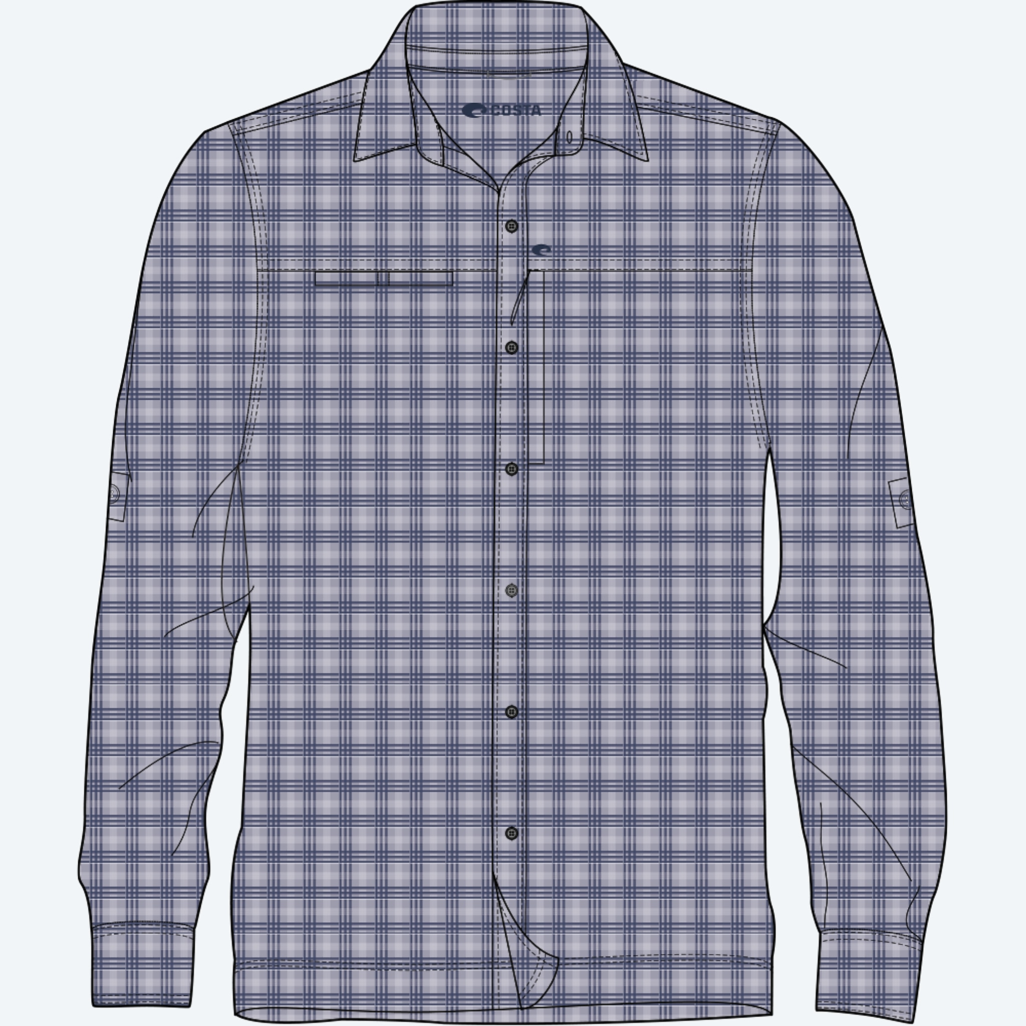 Apparel Bleu marine Costa Angler Tech Button Down Plaid Image 1 de 2