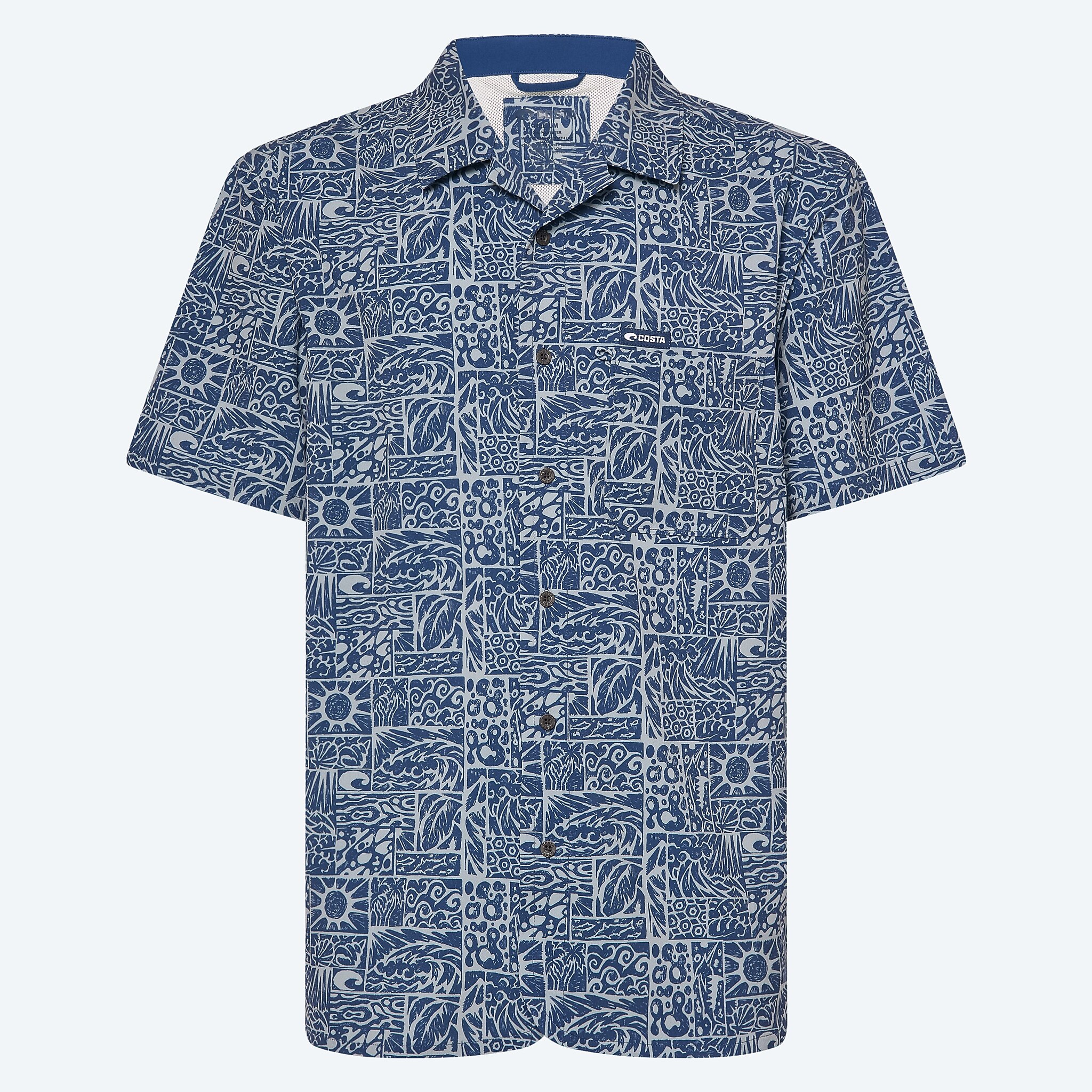 Apparel Tiki Print Navy Costa Camp Tech Woven Printed Image 1 of 5