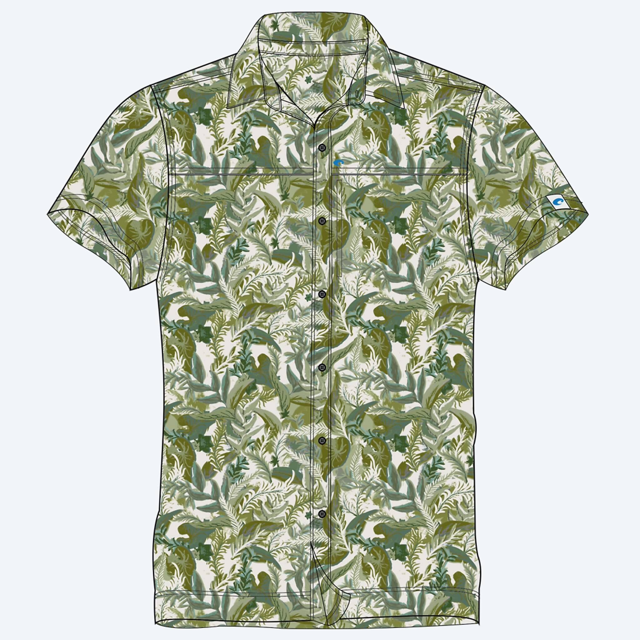 Apparel Tropical Print Green Costa Tropical Print Hybrid Tech Button Down Image 1 de 4