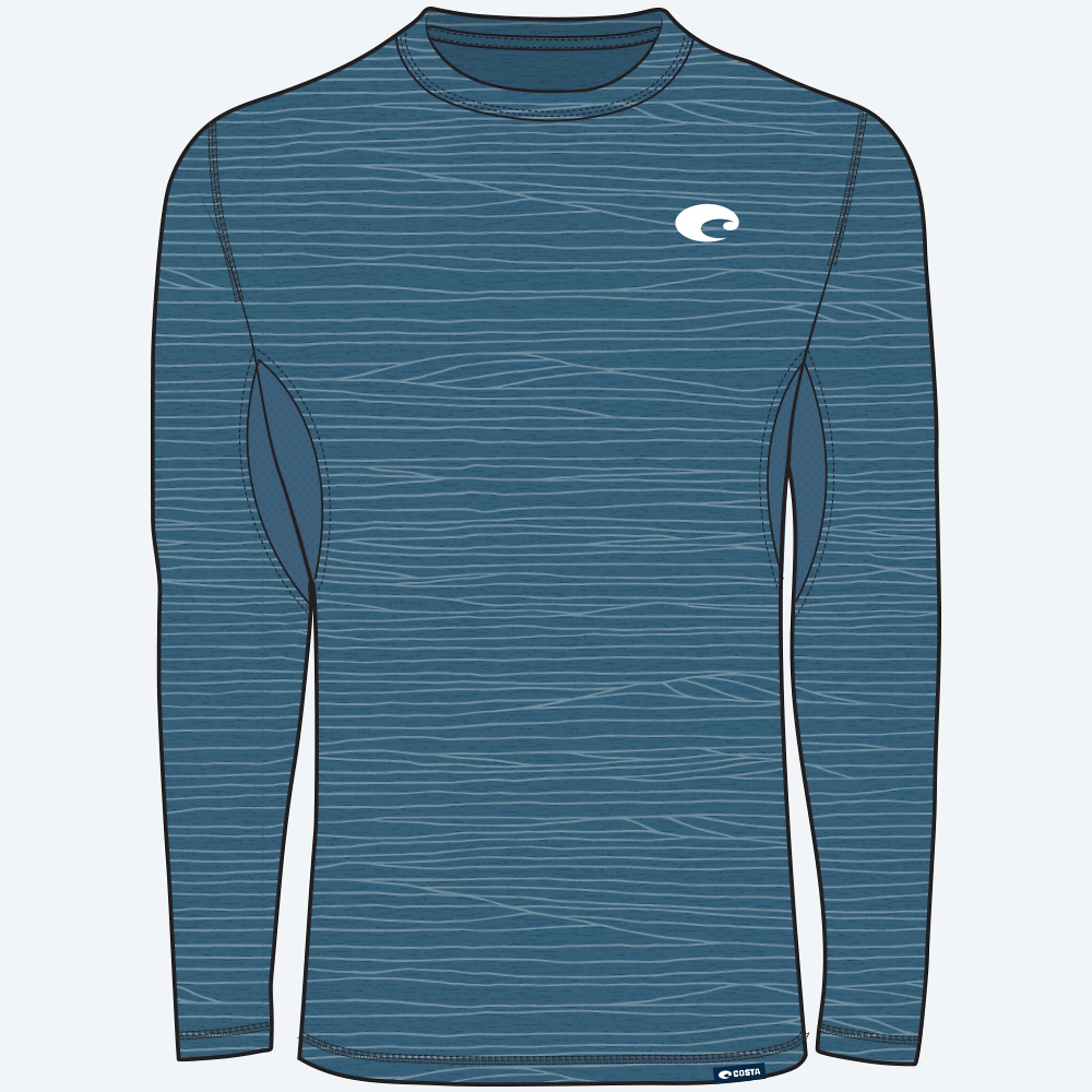 Apparel Tide Print Blue Costa LS Voyager Performance Shirt Image 1 of 3