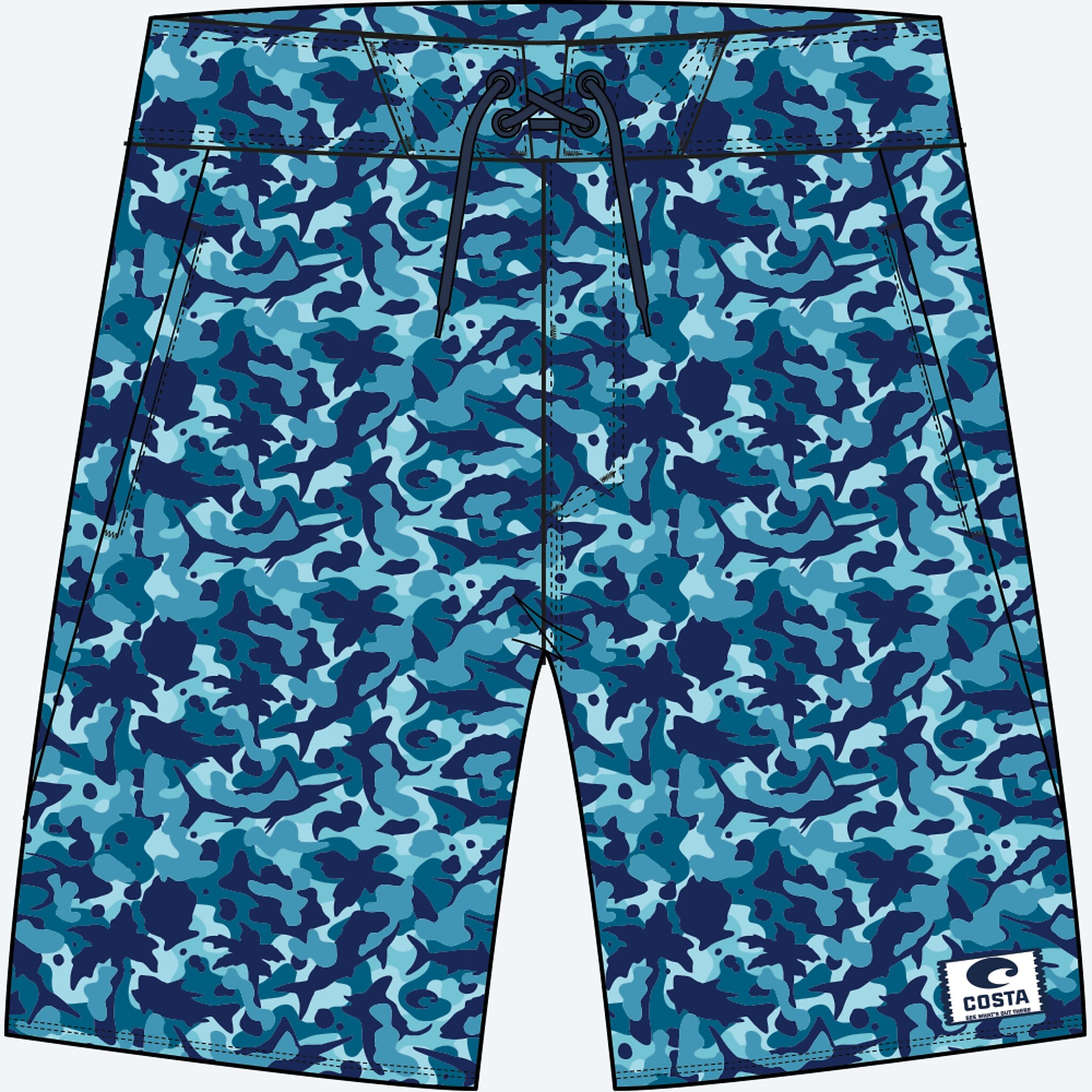 Apparel Costa Water Camo Blue Costa Tides Boardshort Water Camo Print Imagen 1 de 4