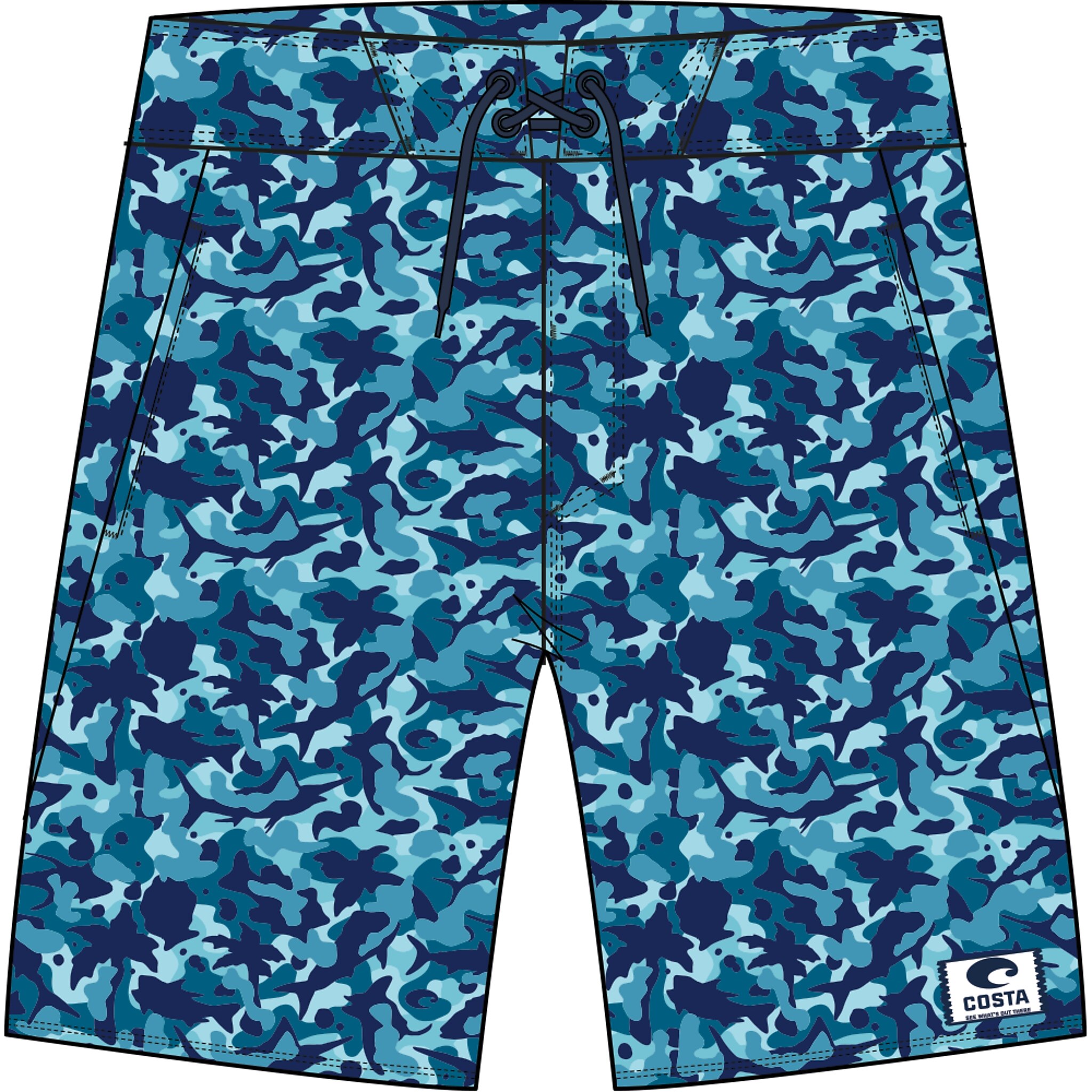Costa Water Camo Blue Costa Tides Boardshort Water Camo Print