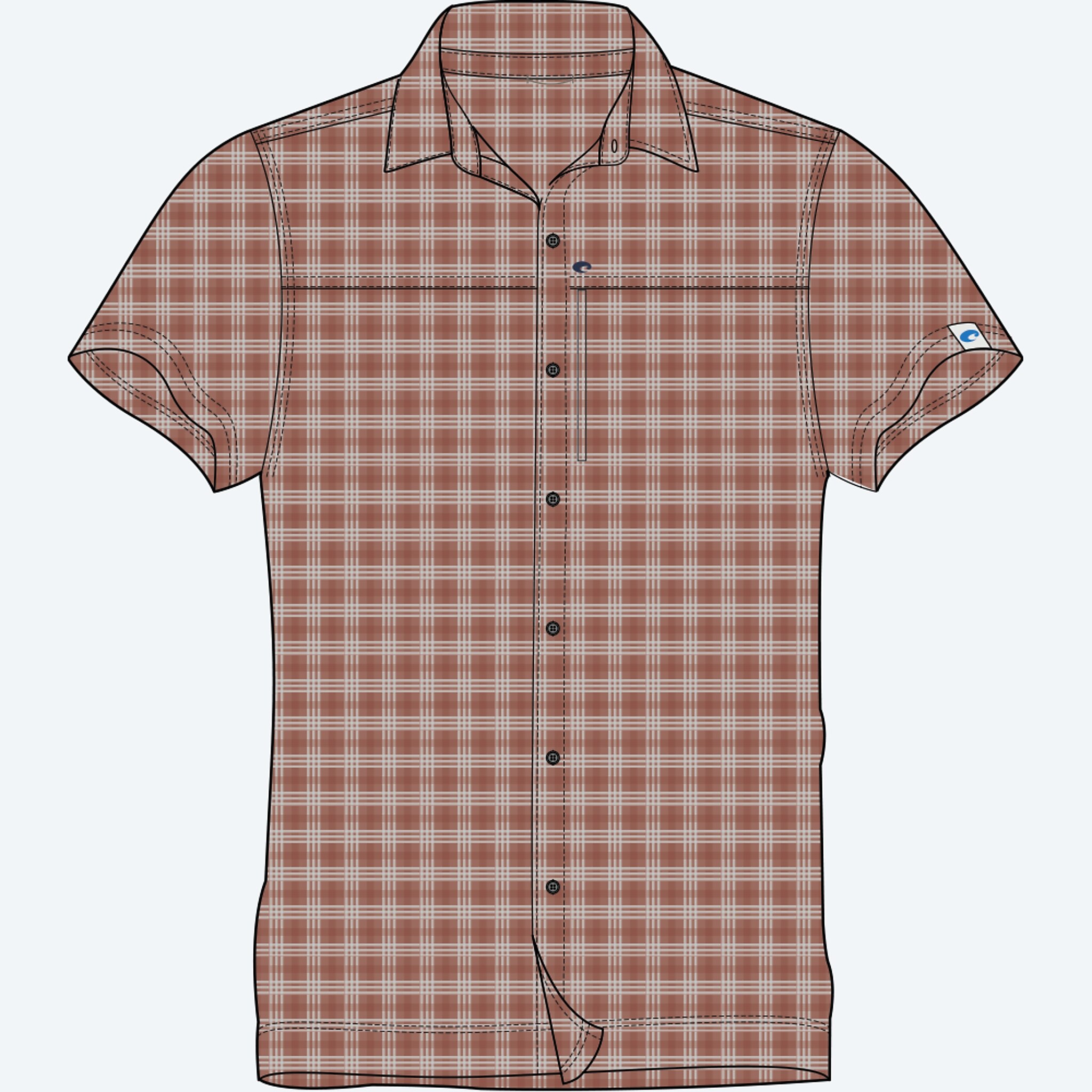Apparel Lava Red Costa Hybrid Tech Button Down Plaid Image 1 of 2