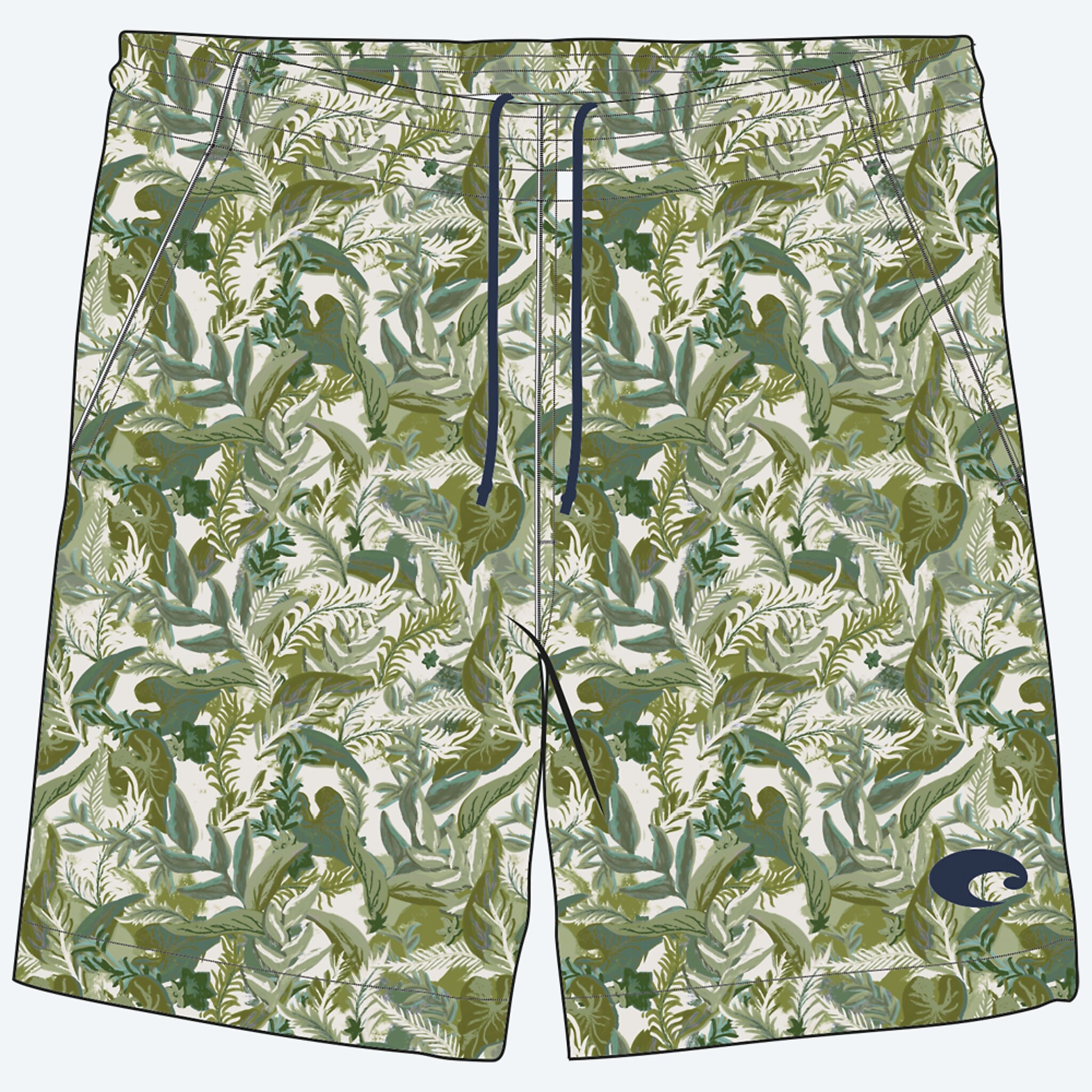 Apparel Tropical Print Green Costa Tropical Print Breezy Short Image 1 of 4