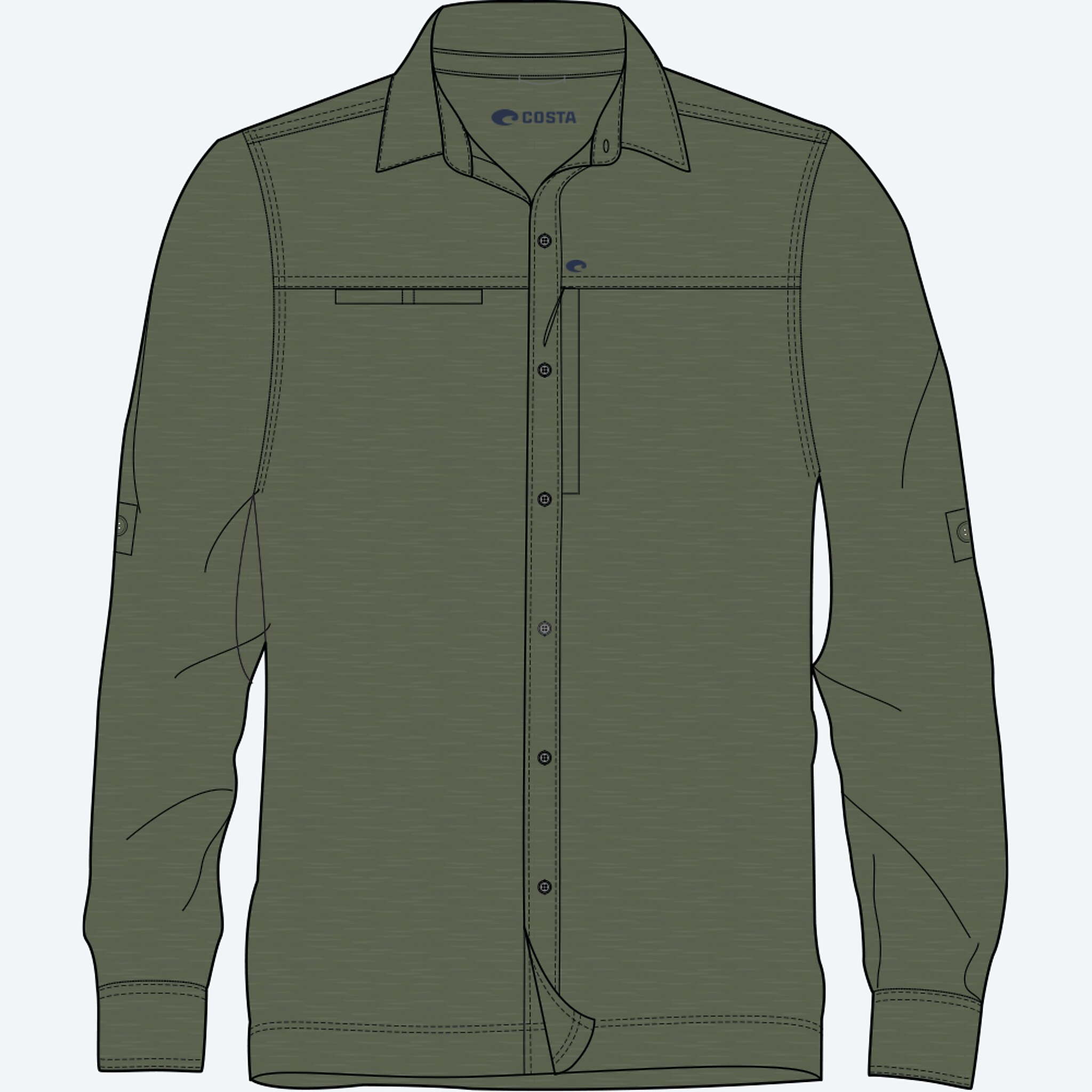 Apparel Moss Green Heather Costa Angler Tech Button Down Image 1 of 2