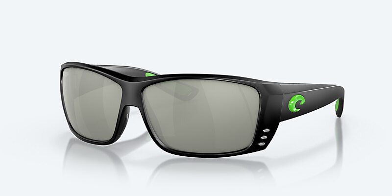 Sunglasses Costa Cat Cay M (61-10) with Gray Silver Mirror lens and Matte Black Green Logo frame Image 1 of 7