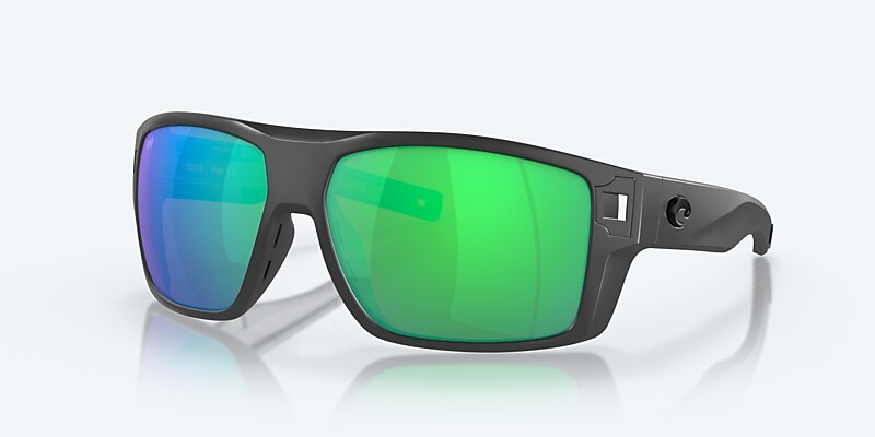 Lunettes de soleil Costa Diego XL (62-14) avec Effet miroir Vert verre et Gris mat monture Image 1 de 7
