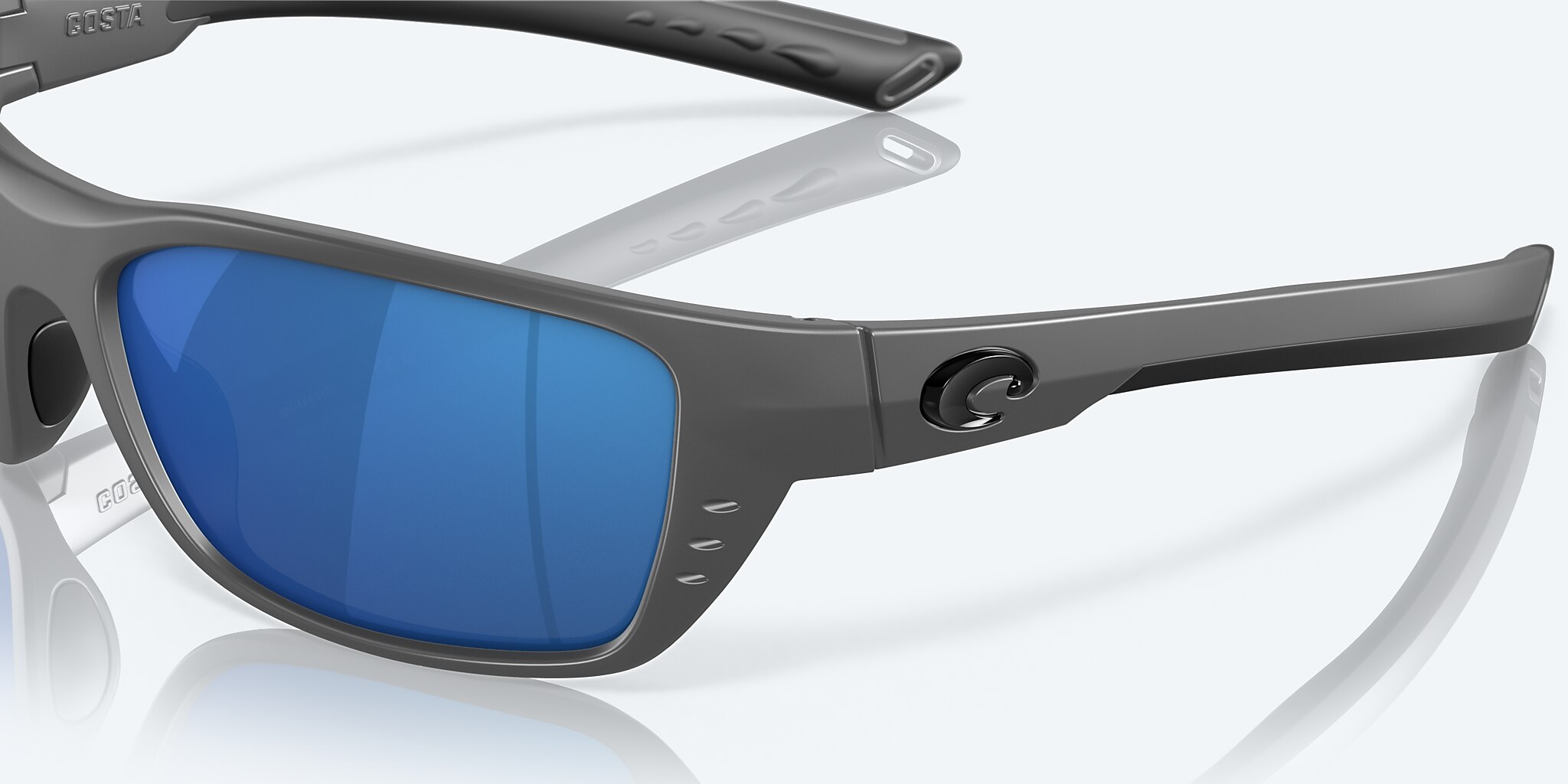 Sunglasses Costa Whitetip M (58-18) with Blue Mirror lens and Matte Gray frame Image 6 of 7