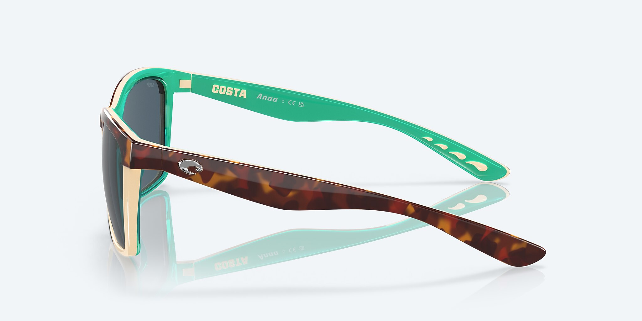 Sunglasses Costa Anaa S (55-16) with Gray lens and Shiny Retro Tortoise/Cream/Mint frame Image 3 of 7