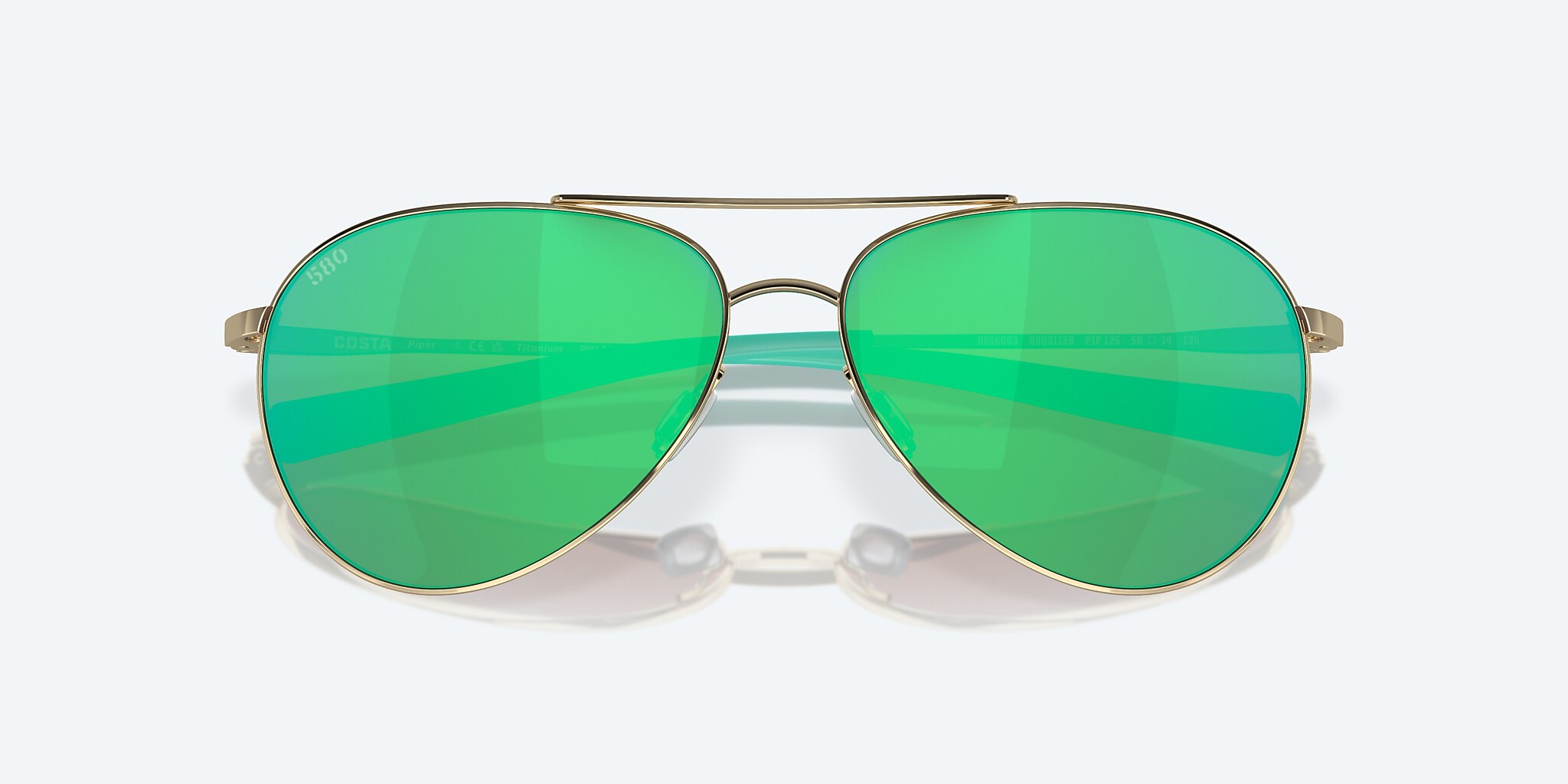 Sunglasses Costa Piper L (58-14) with Green Mirror lens and Shiny Gold frame Image 5 of 7