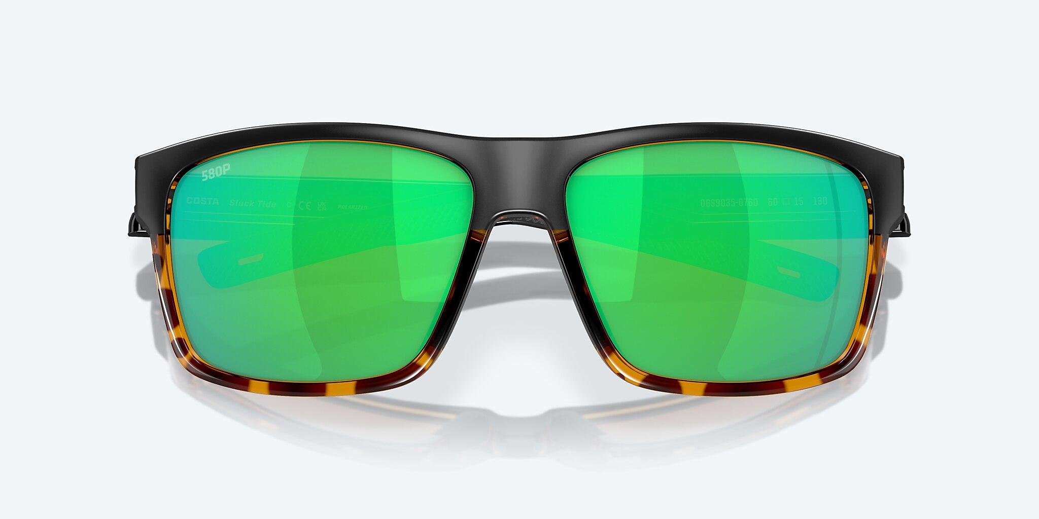 Lunettes de soleil Costa Slack Tide XL (60-15) avec Effet miroir Vert verre et Noir/Écaille de tortue brillante monture Image 5 de 7