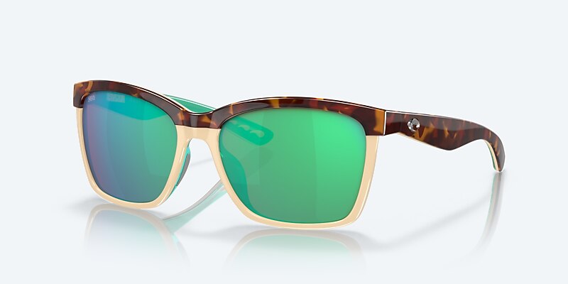 Sunglasses Costa Anaa S (55-16) with Green Mirror lens and Shiny Retro Tortoise/Cream/Mint frame Image 1 of 7