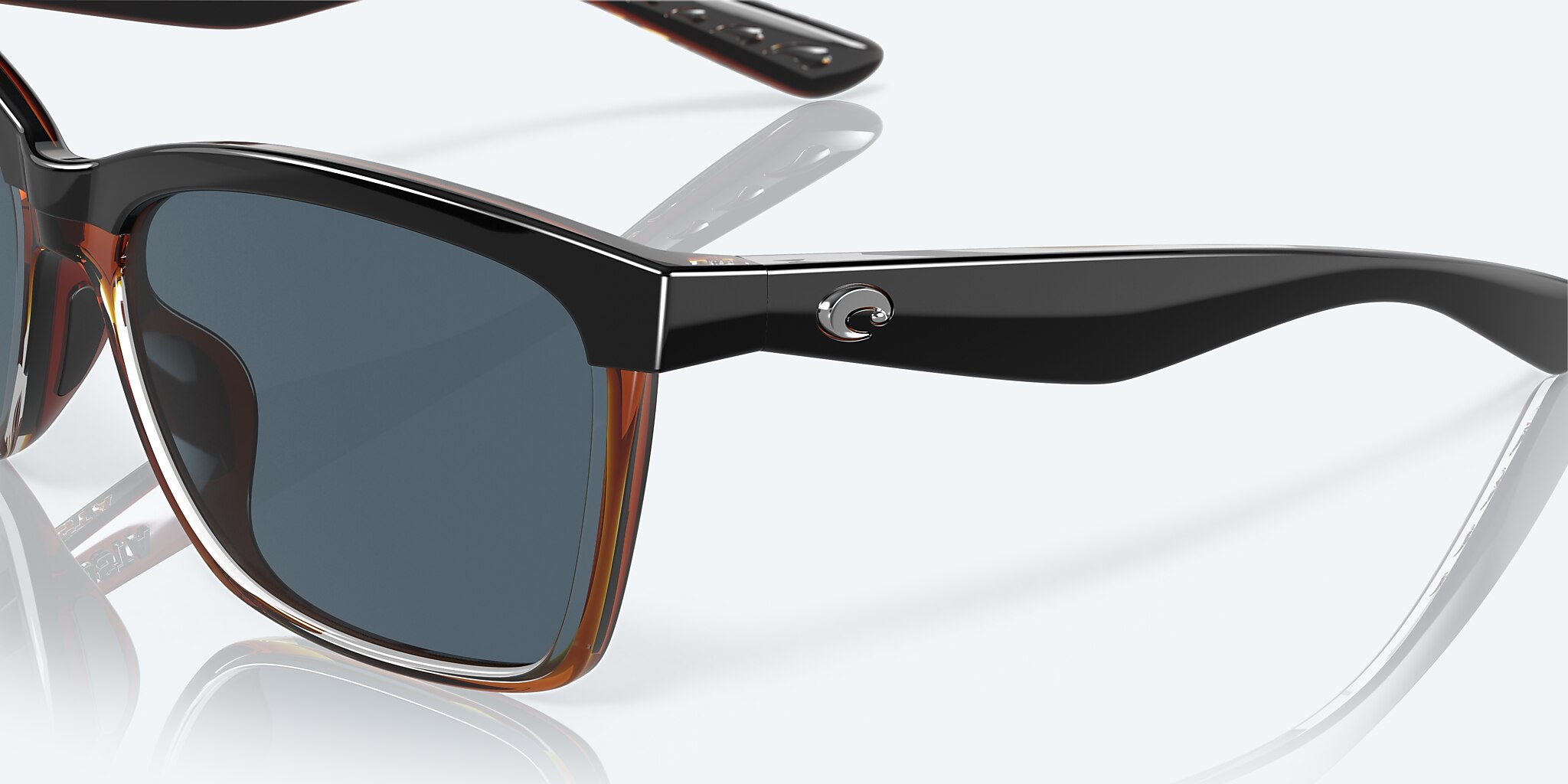 Sunglasses Costa Anaa S (55-16) with Gray lens and Shiny Black On Brown frame Image 6 of 7