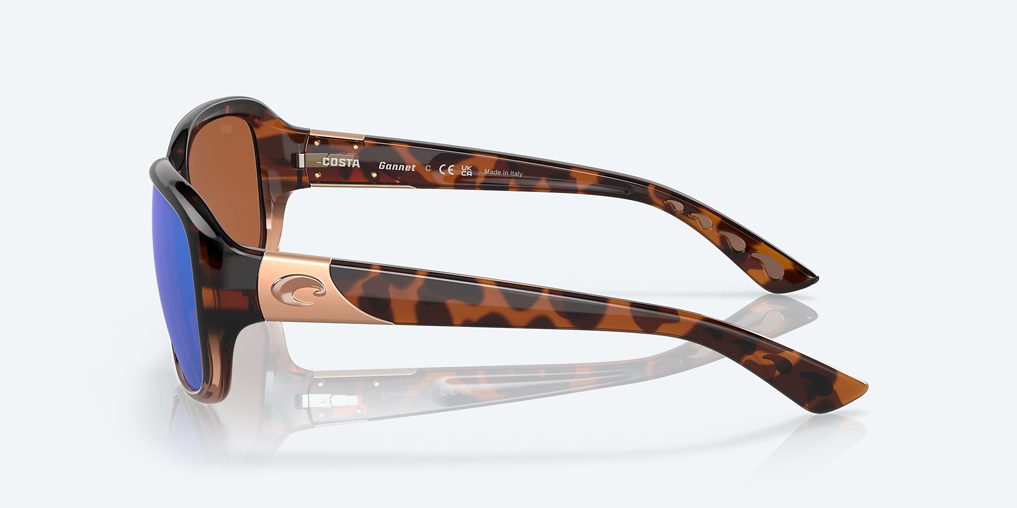 Lunettes de soleil Costa Gannet M (58-17) avec Effet miroir Vert verre et Dégradé écaille de tortue brillant monture Image 3 de 7