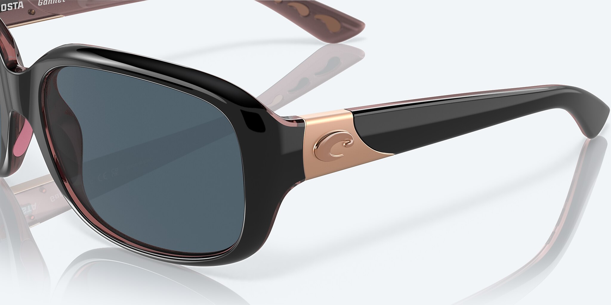 Sunglasses Costa Gannet M (58-17) with Gray lens and Shiny Black/Hibiscus frame Image 6 of 7