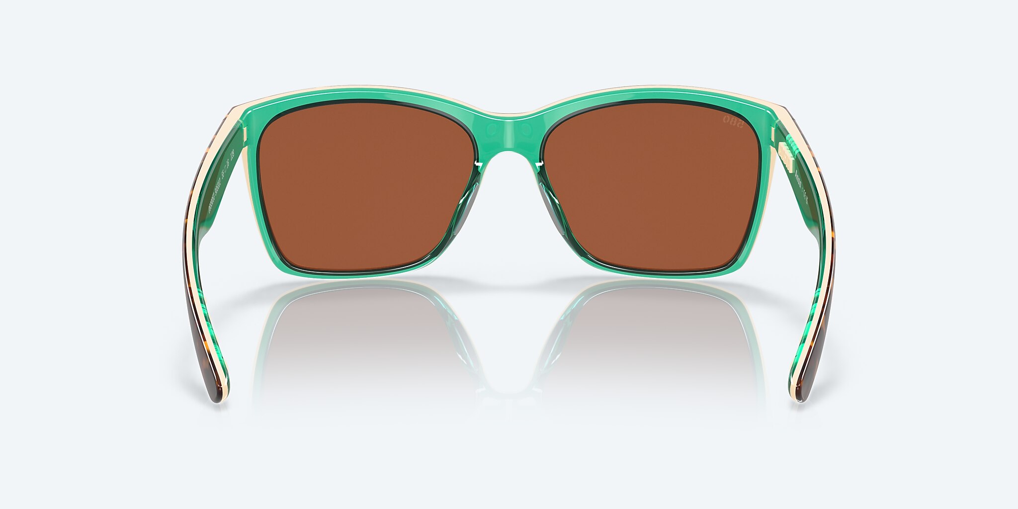 Sunglasses Costa Anaa S (55-16) with Green Mirror lens and Shiny Retro Tortoise/Cream/Mint frame Image 4 of 7
