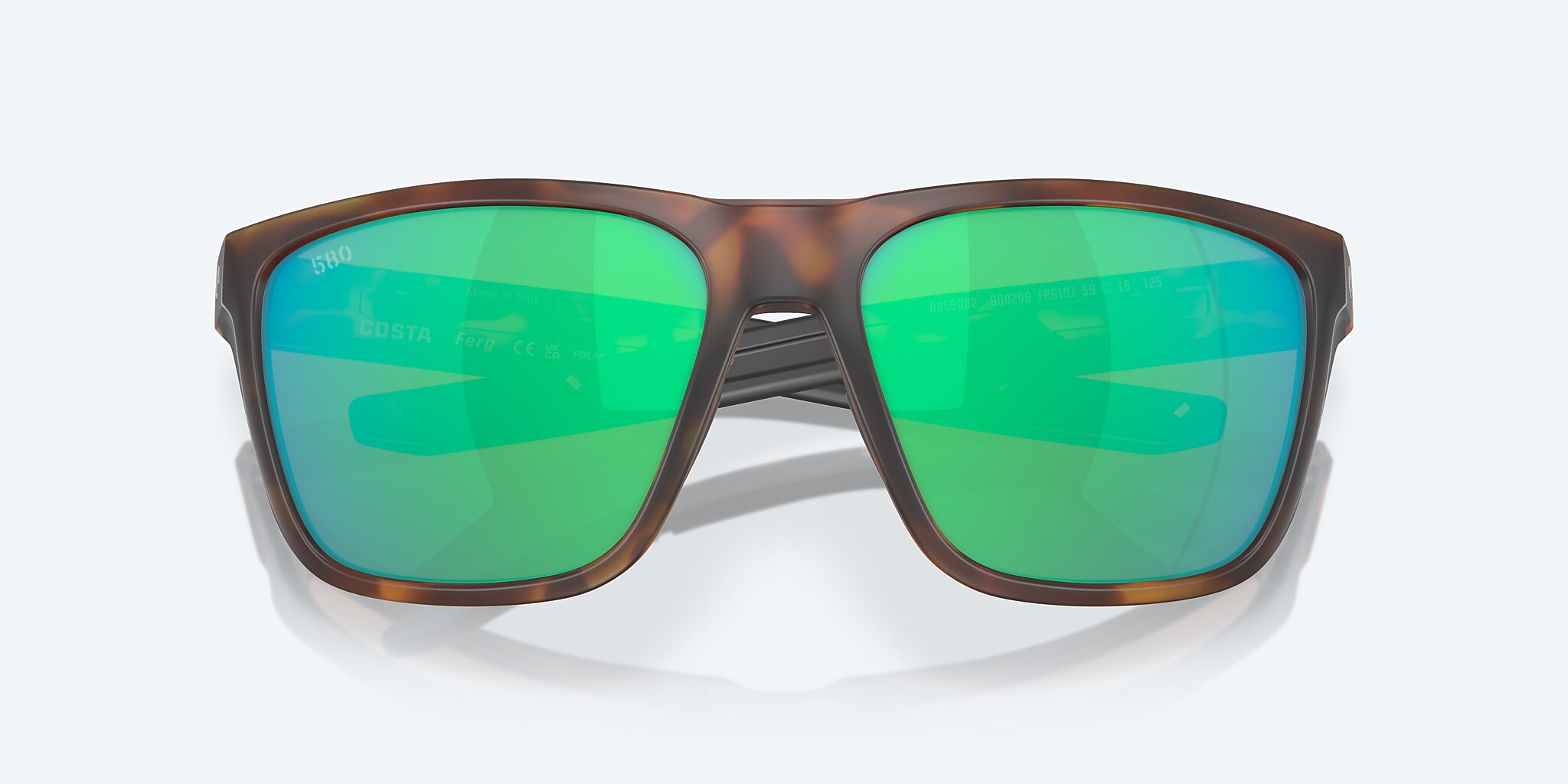 Sunglasses Costa Ferg L (59-16) with Green Mirror lens and Matte Tortoise frame Image 5 of 7