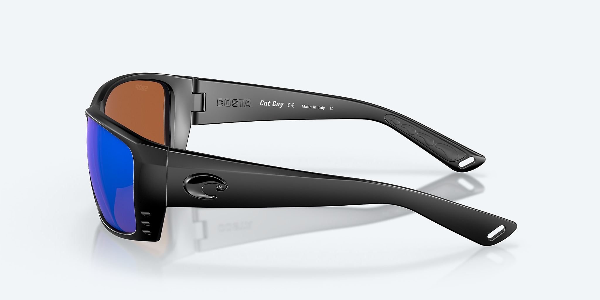 Sunglasses Costa Cat Cay M (61-10) with Green Mirror lens and Blackout frame Image 3 of 7