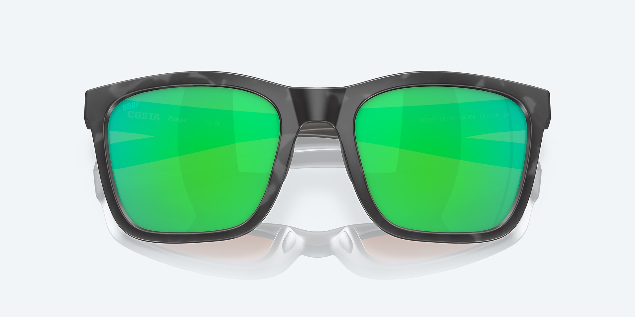 Sunglasses Costa Panga XXL (56-20) with Green Mirror lens and Matte Gray Tortoise frame Image 5 of 7