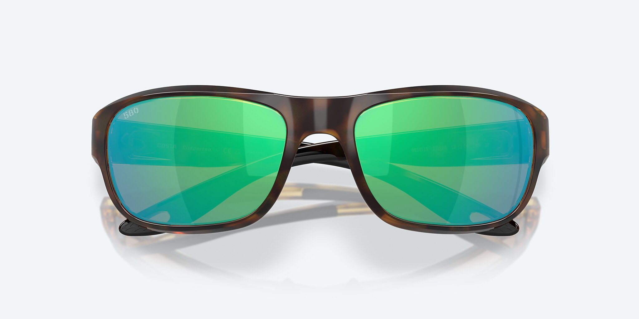 Sunglasses Costa Clipperton M (58-18) with Green Mirror lens and Tortoise frame Image 5 of 7