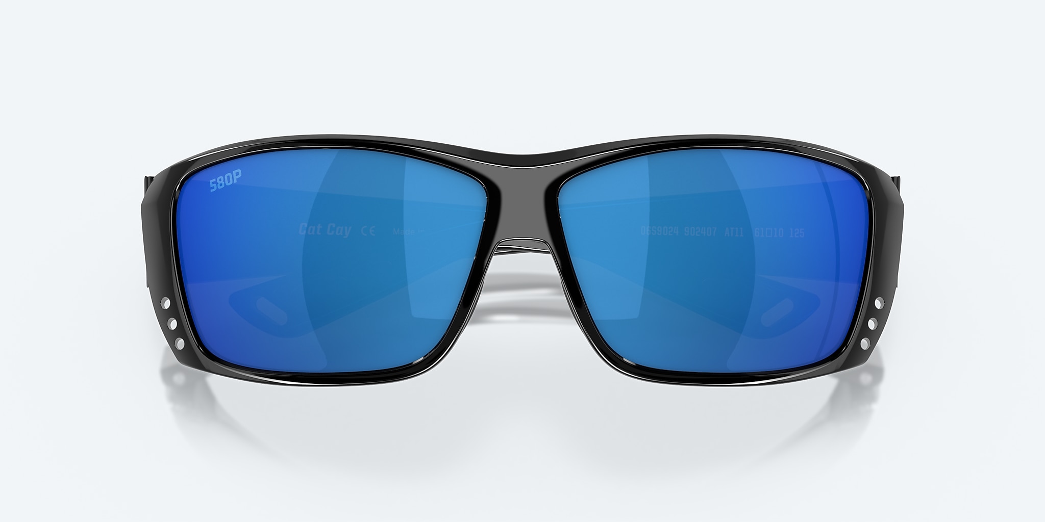 Sunglasses Costa Cat Cay M (61-10) with Blue Mirror lens and Shiny Black frame Image 5 of 7