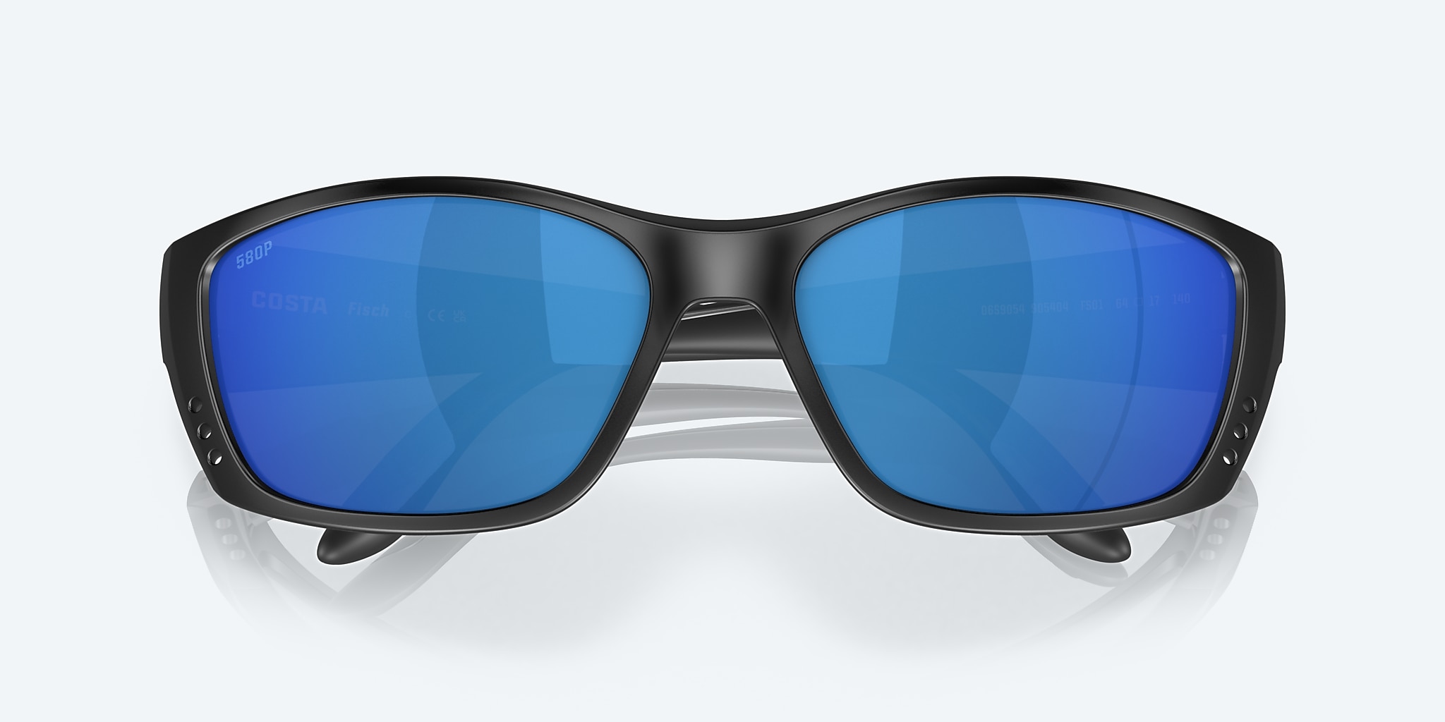 Sunglasses Costa Fisch XL (64-17) with Blue Mirror lens and Blackout frame Image 5 of 7