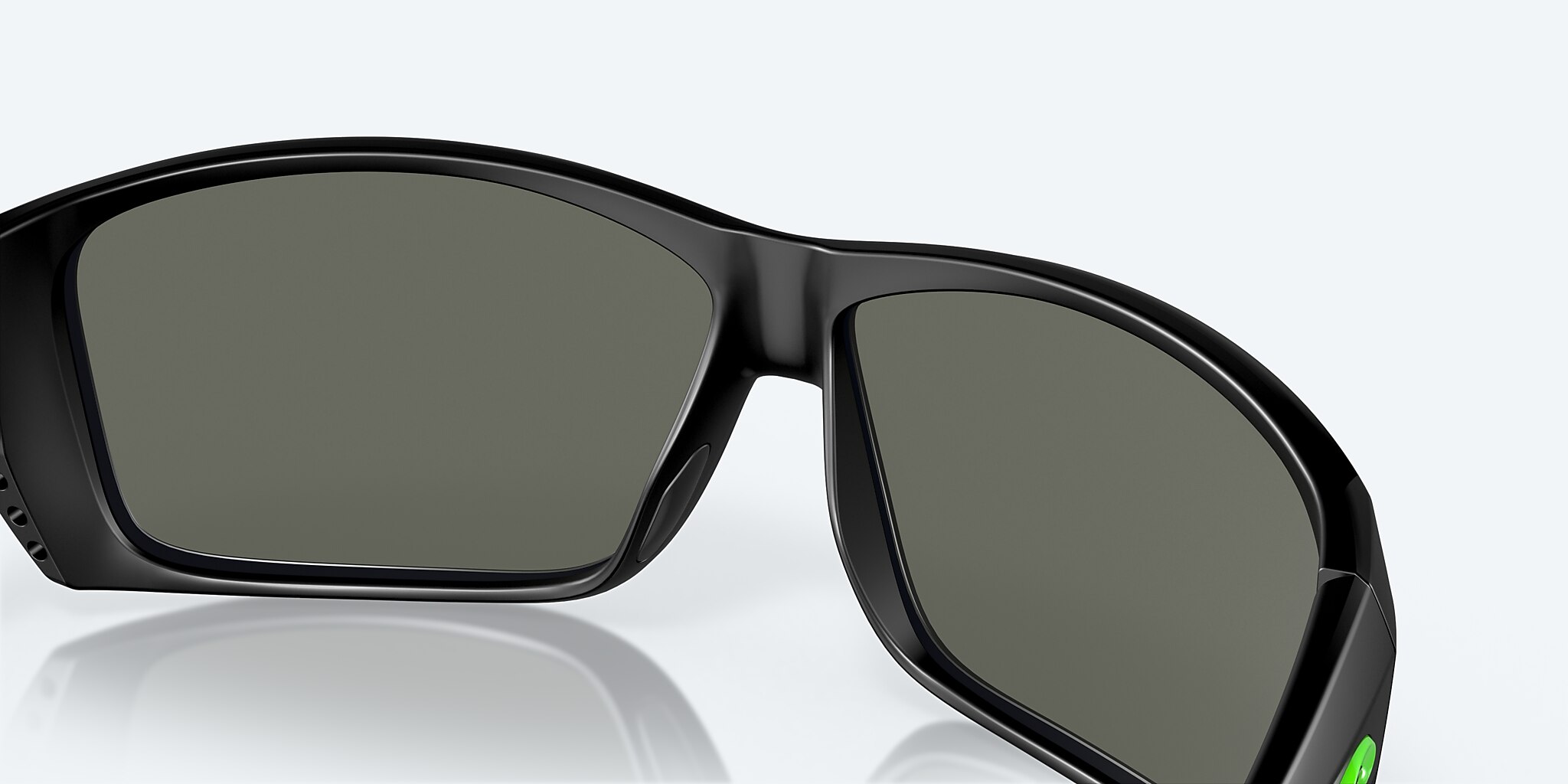 Sunglasses Costa Cat Cay M (61-10) with Gray Silver Mirror lens and Matte Black Green Logo frame Image 7 of 7