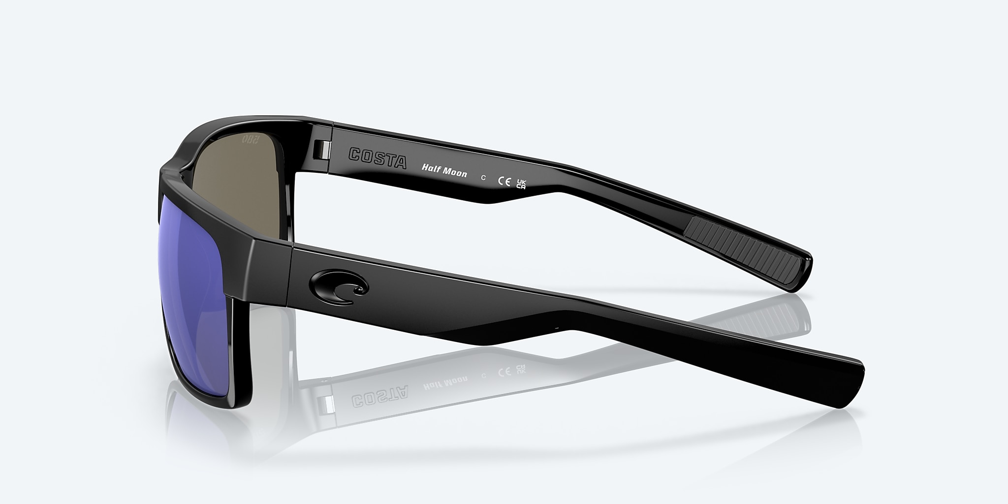 Sunglasses Costa Half Moon M (60-14) with Blue Mirror lens and Shiny Black frame Image 3 of 7