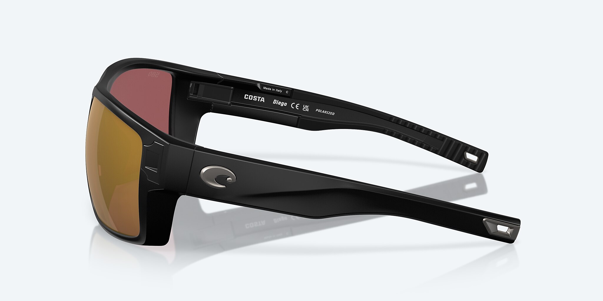 Sunglasses Costa Diego XL (62-14) with Gold Mirror lens and Matte Black frame Image 3 of 7