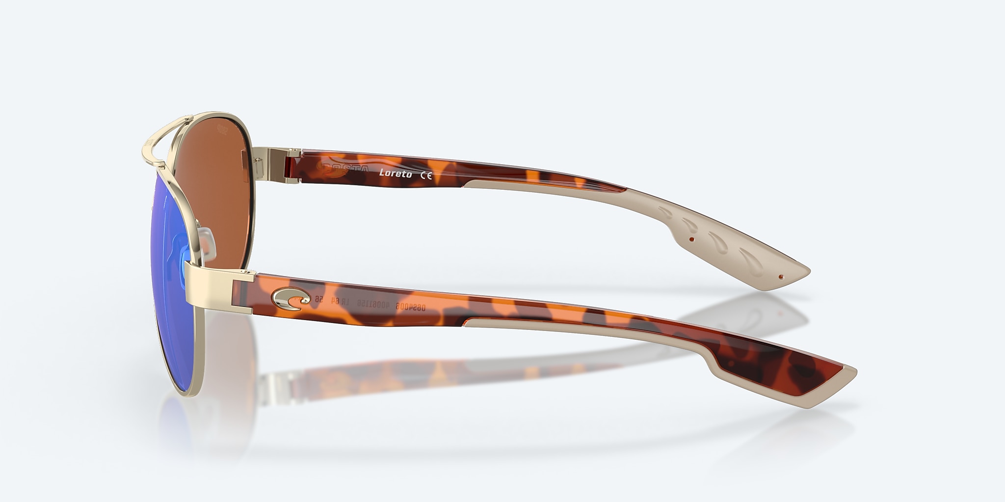 Sunglasses Costa Loreto M (56-14) with Green Mirror lens and Rose Gold frame Image 3 of 8