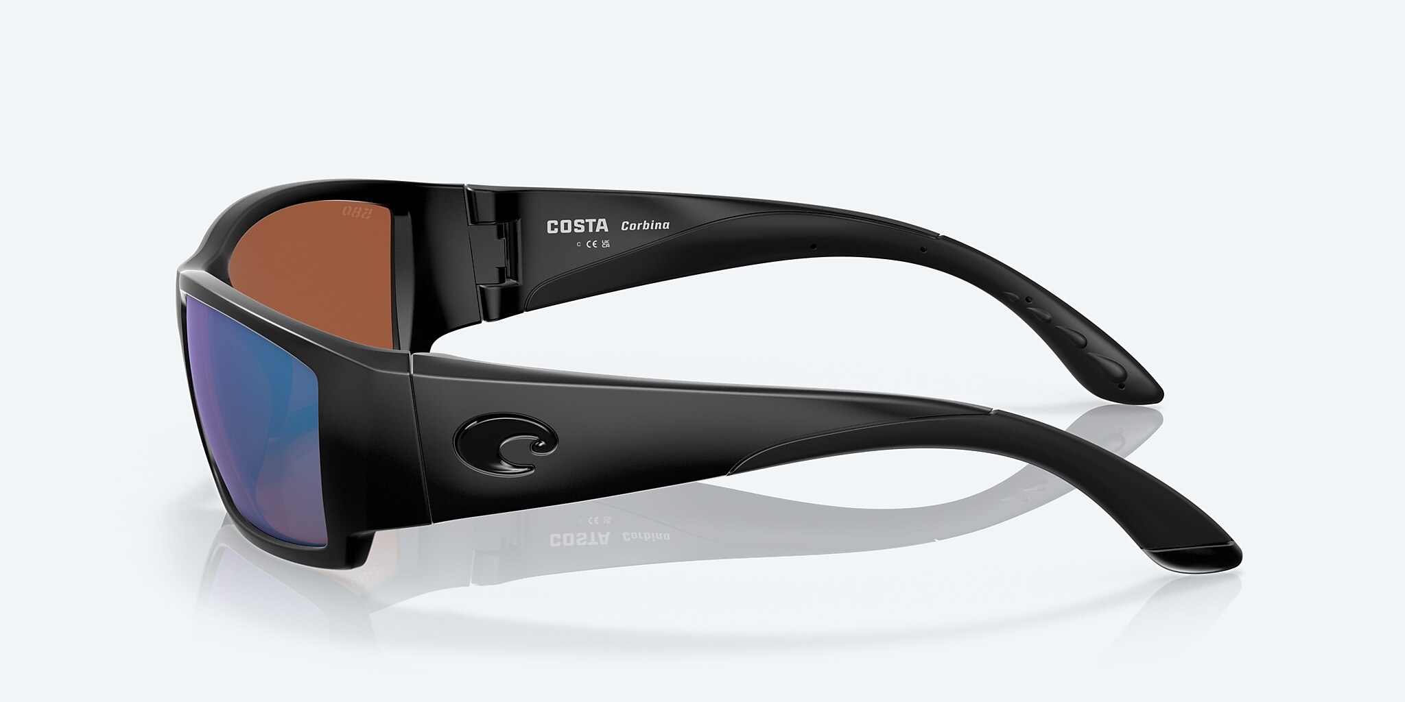 Lunettes de soleil Costa Corbina L (61-18) avec Effet miroir Vert verre et Noir monture Image 3 de 7