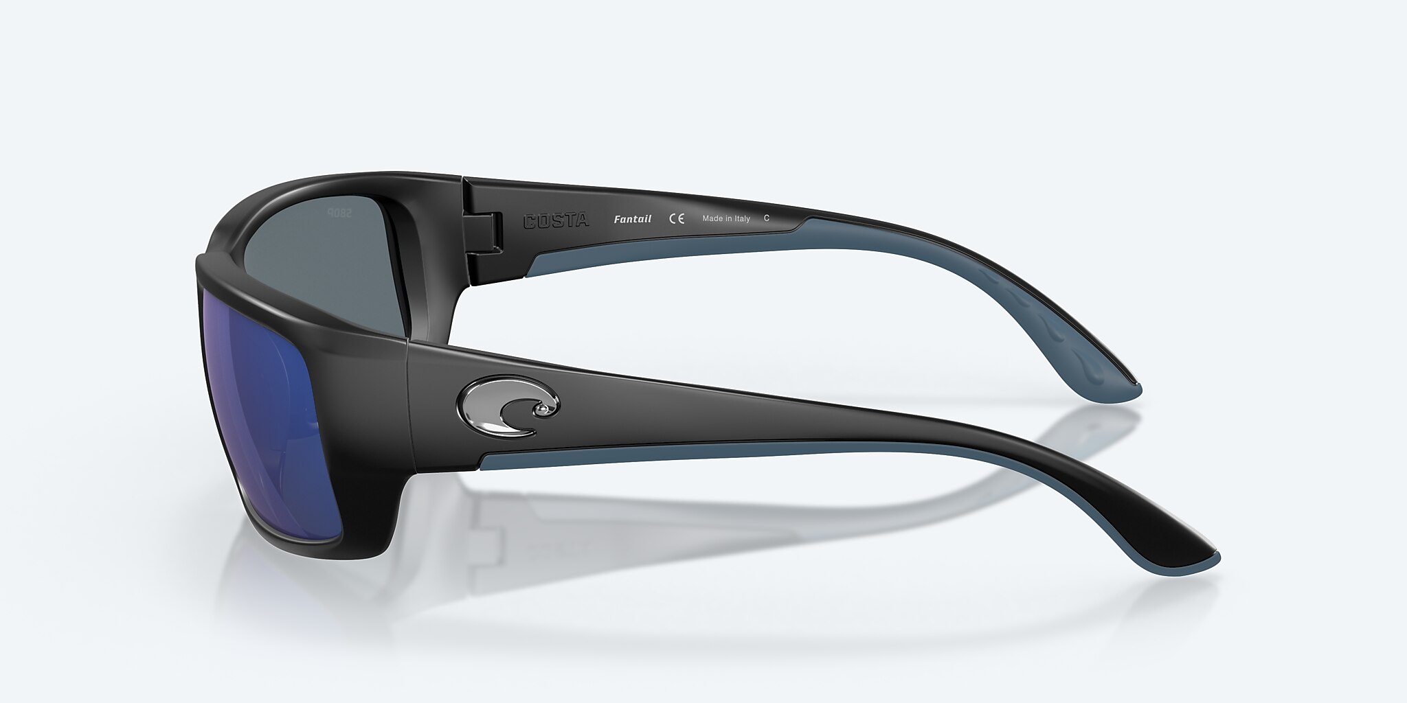 Sunglasses Costa Fantail M (59-14) with Blue Mirror lens and Matte Black frame Image 3 of 7