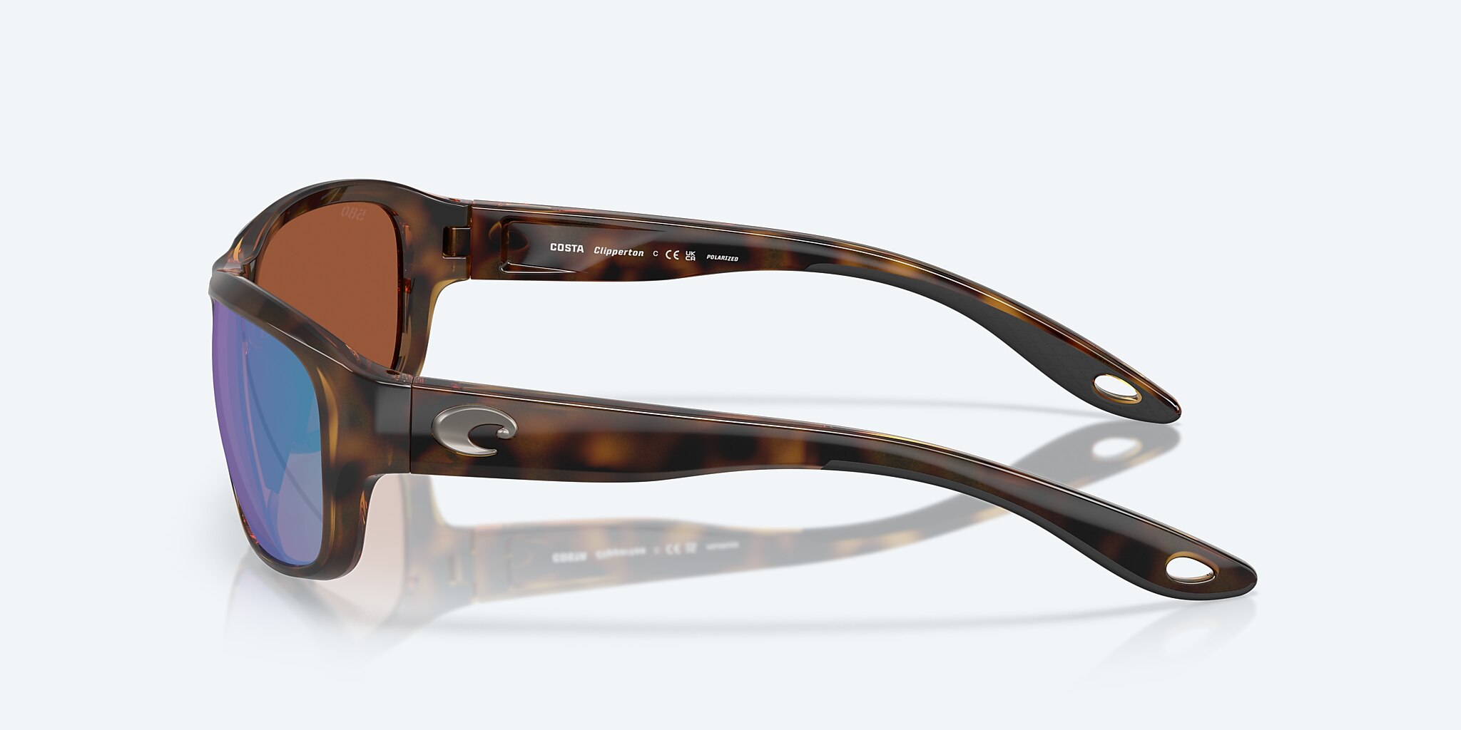Sunglasses Costa Clipperton M (58-18) with Green Mirror lens and Tortoise frame Image 3 of 7
