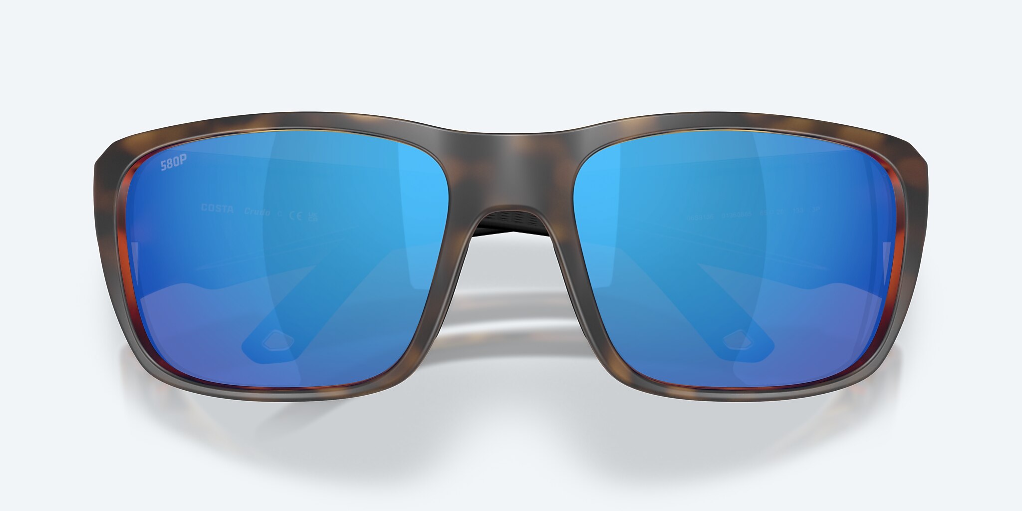 Sunglasses Costa Crudo XXL (64-21) with Blue Mirror lens and Matte Tortoise frame Image 6 of 9