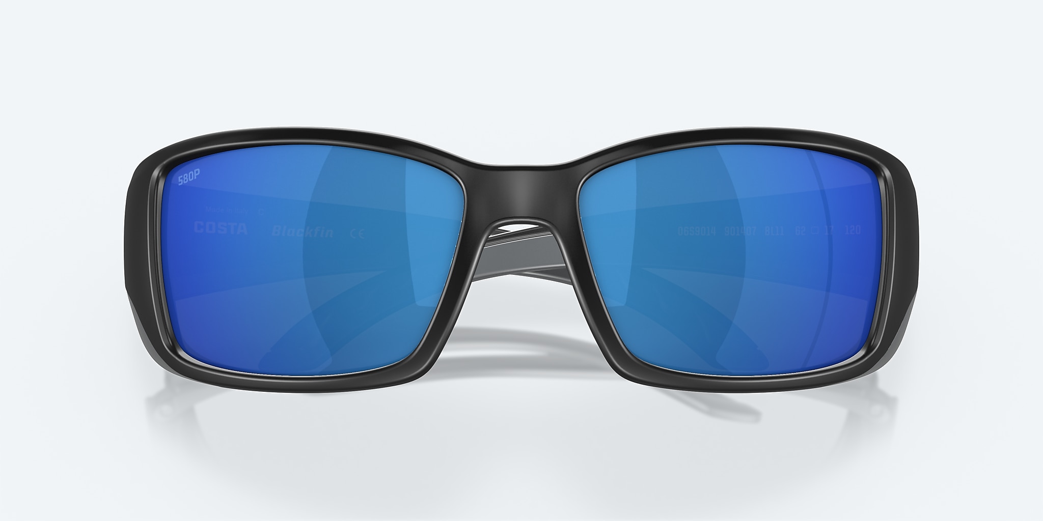Lunettes de soleil Costa Blackfin L (62-17) avec Effet miroir Bleu verre et Noir mat monture Image 5 de 7