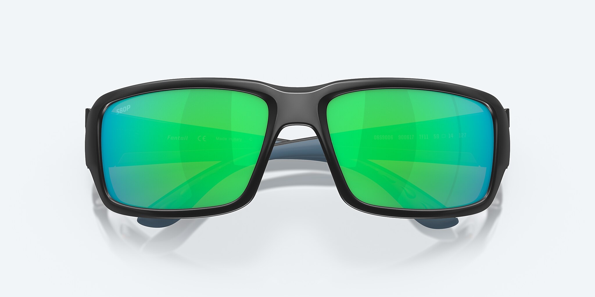 Sunglasses Costa Fantail M (59-14) with Green Mirror lens and Matte Black frame Image 5 of 7