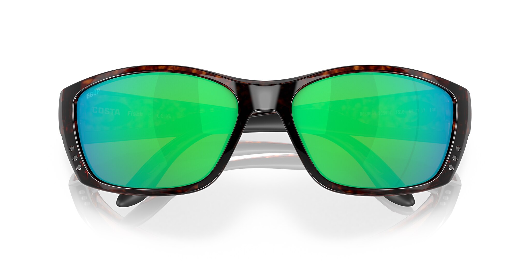 Costa Fisch XL (64-17) with Green Mirror lenses and Tortoise frame