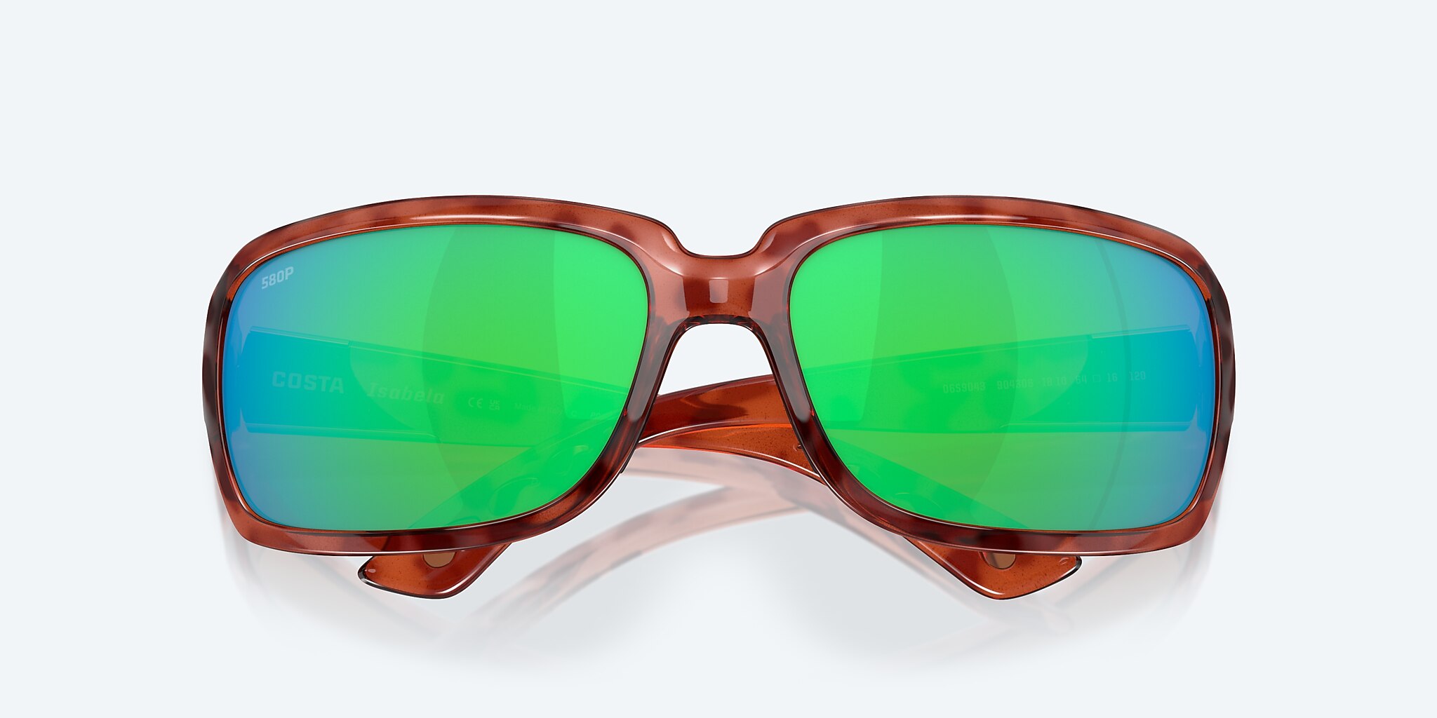Lunettes de soleil Costa Isabela M (64-16) avec Effet miroir Vert verre et Écaille de tortue monture Image 5 de 7