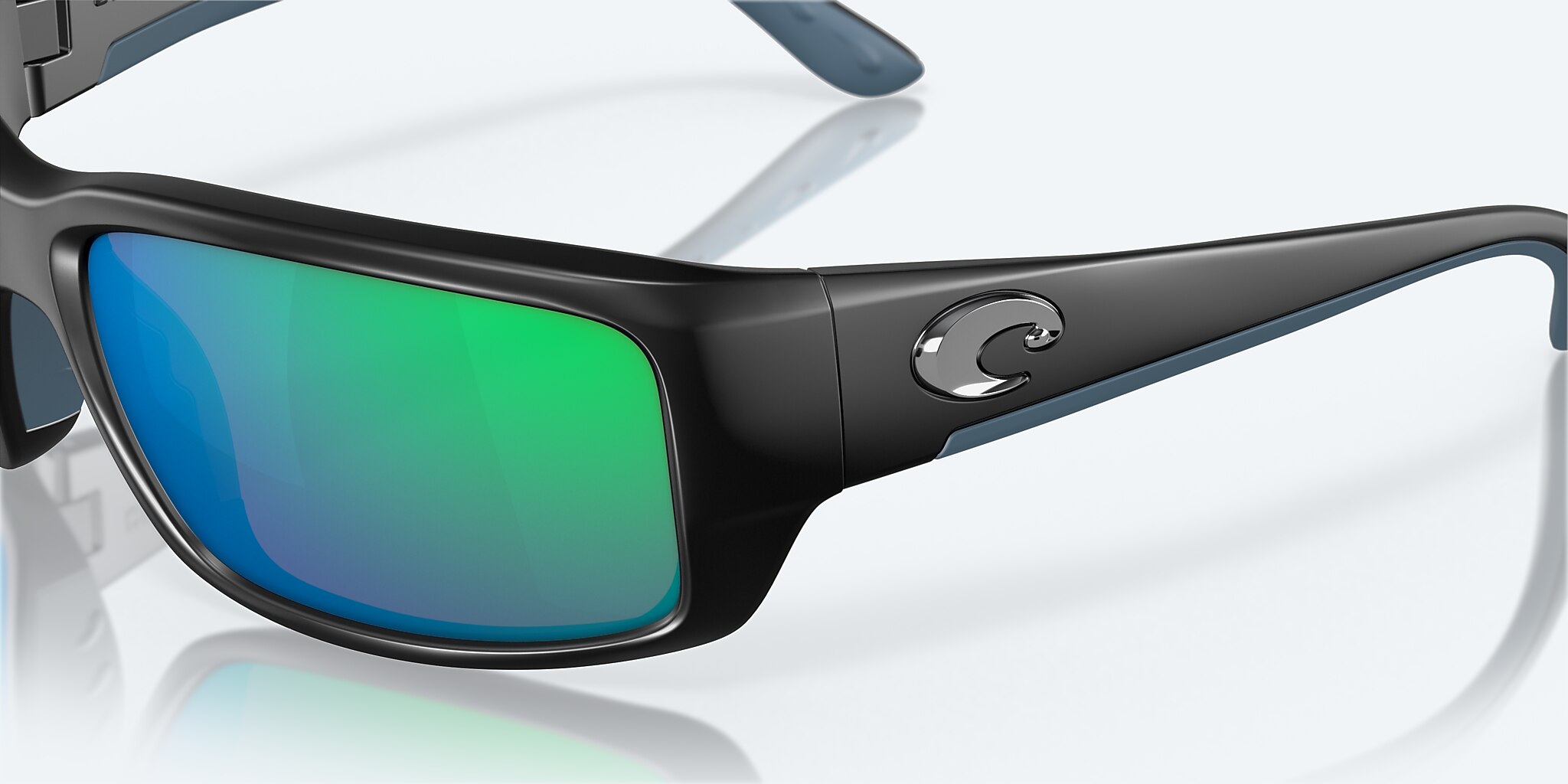 Sunglasses Costa Fantail M (59-14) with Green Mirror lens and Matte Black frame Image 6 of 7