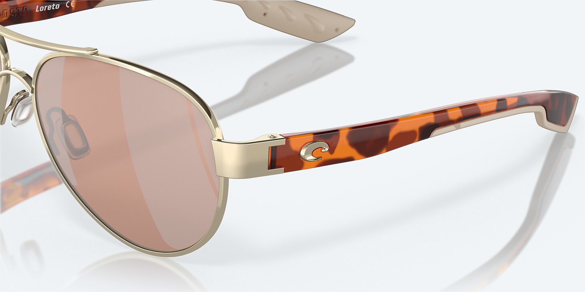 Sunglasses Costa Loreto M (56-14) with Copper Silver Mirror lens and Rose Gold frame Image 6 of 8
