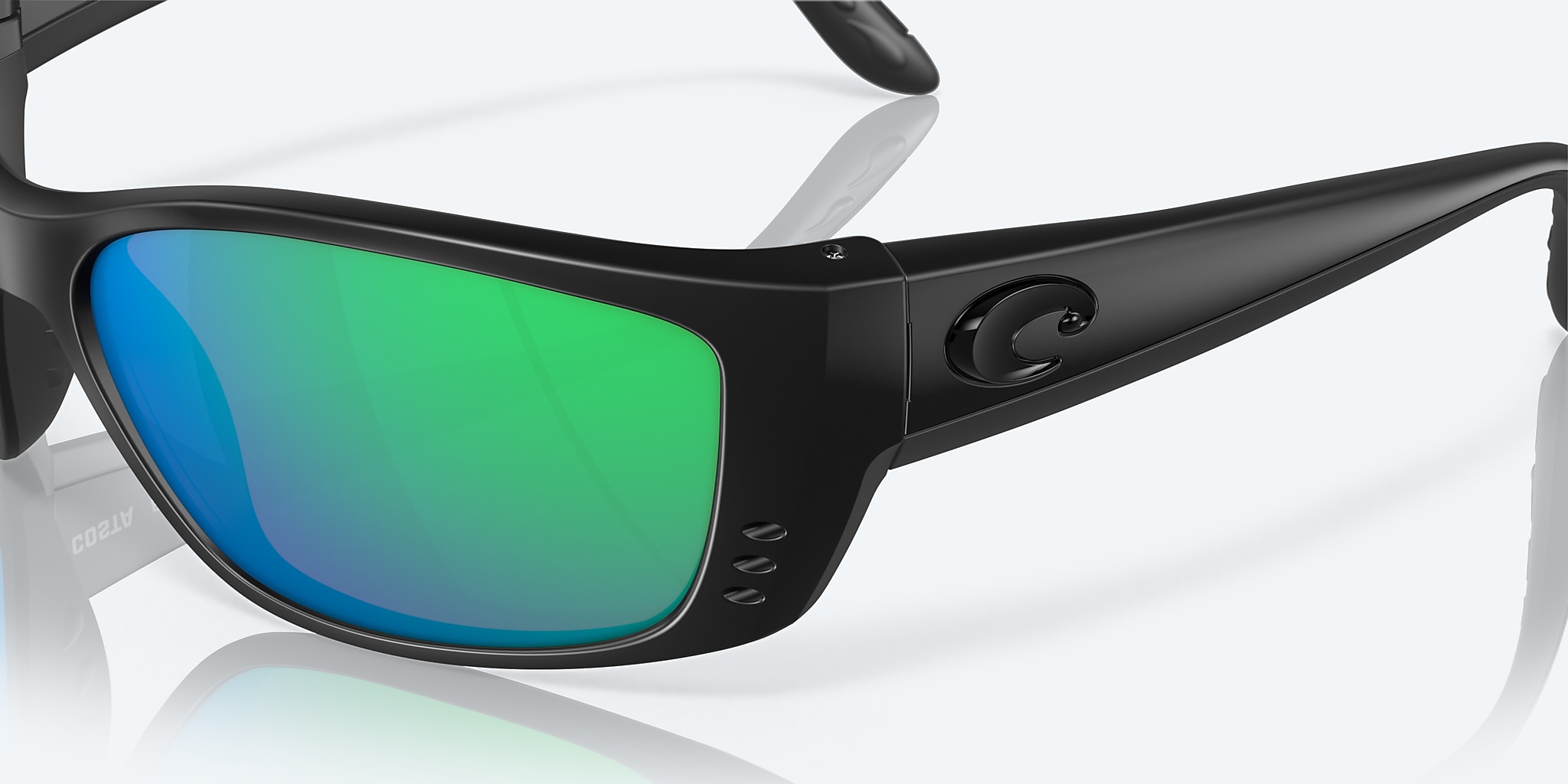 Sunglasses Costa Fisch XL (64-17) with Green Mirror lens and Blackout frame Image 6 of 7