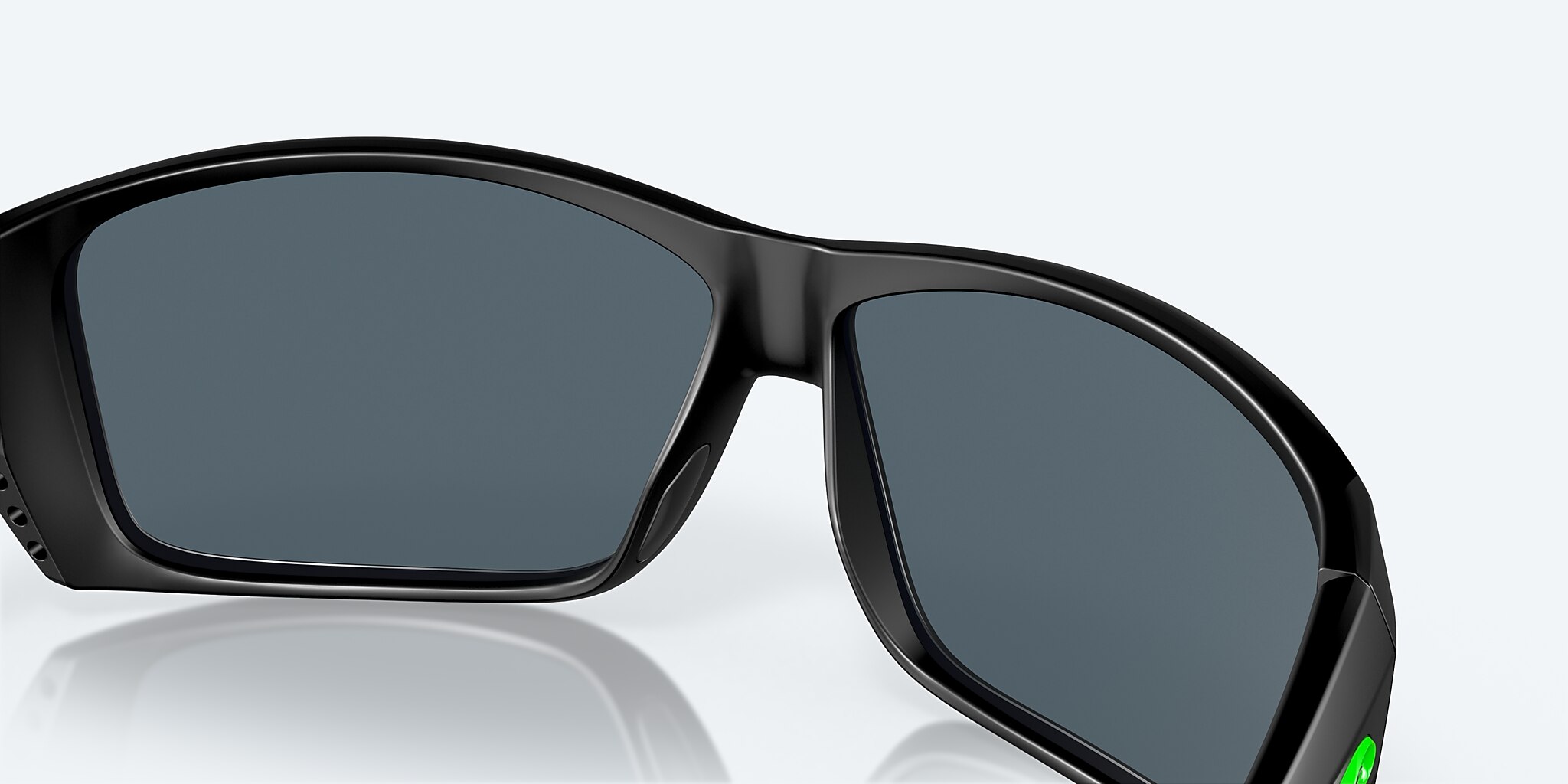 Sunglasses Costa Cat Cay M (61-10) with Gray Silver Mirror lens and Matte Black Green Logo frame Image 7 of 7