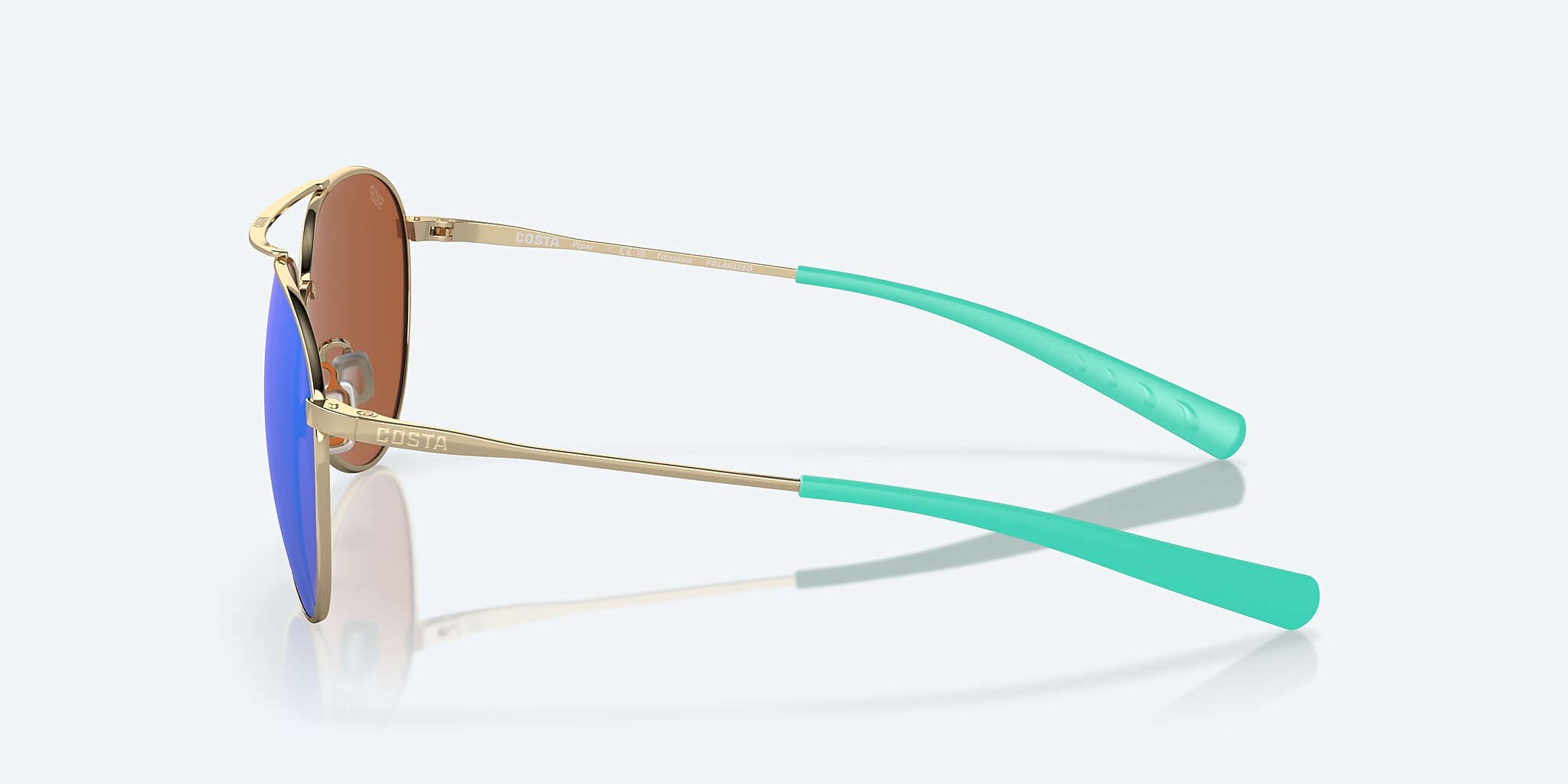 Sunglasses Costa Piper L (58-14) with Green Mirror lens and Shiny Gold frame Image 3 of 7