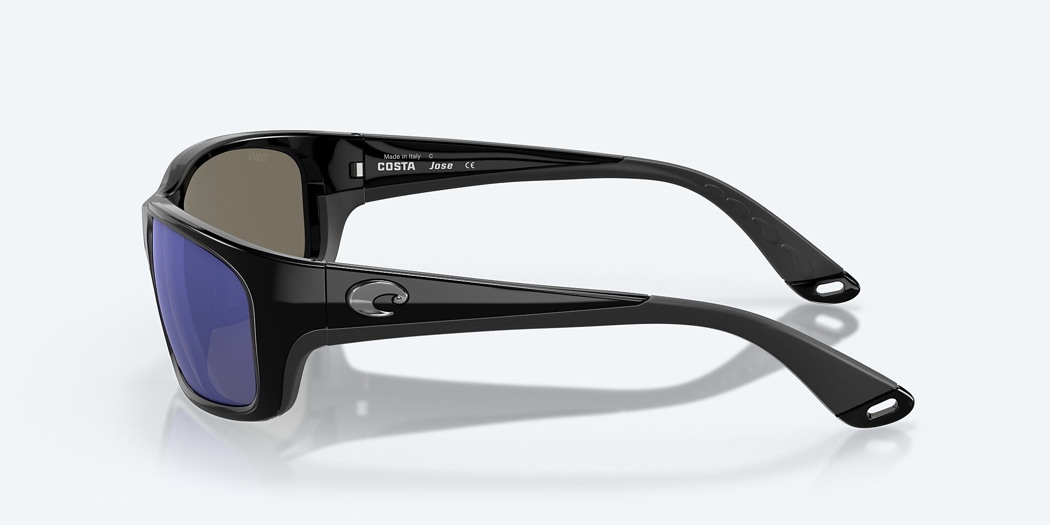 Sunglasses Costa Jose L (62-16) with Blue Mirror lens and Shiny Black frame Image 3 of 8