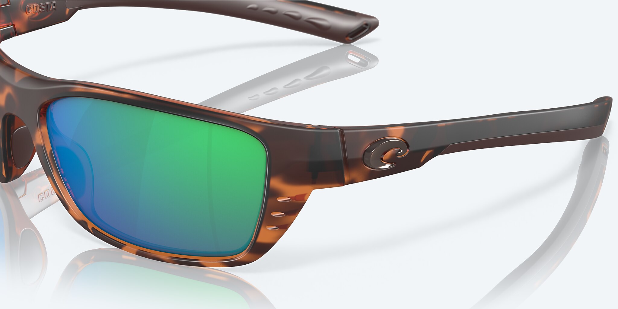 Lunettes de soleil Costa Whitetip M (58-18) avec Effet miroir Vert verre et Écaille de tortue rétro monture Image 6 de 7