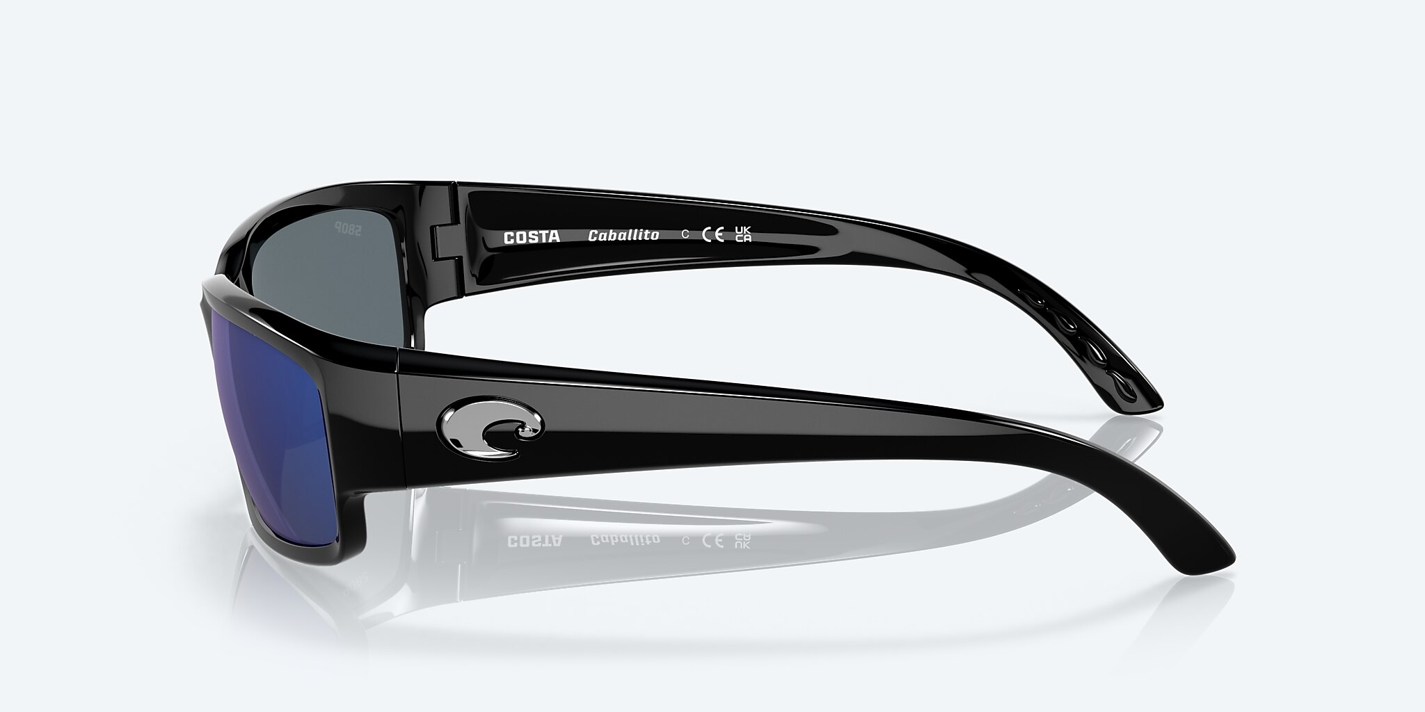 Sunglasses Costa Caballito M (59-15) with Blue Mirror lens and Shiny Black frame Image 3 of 7