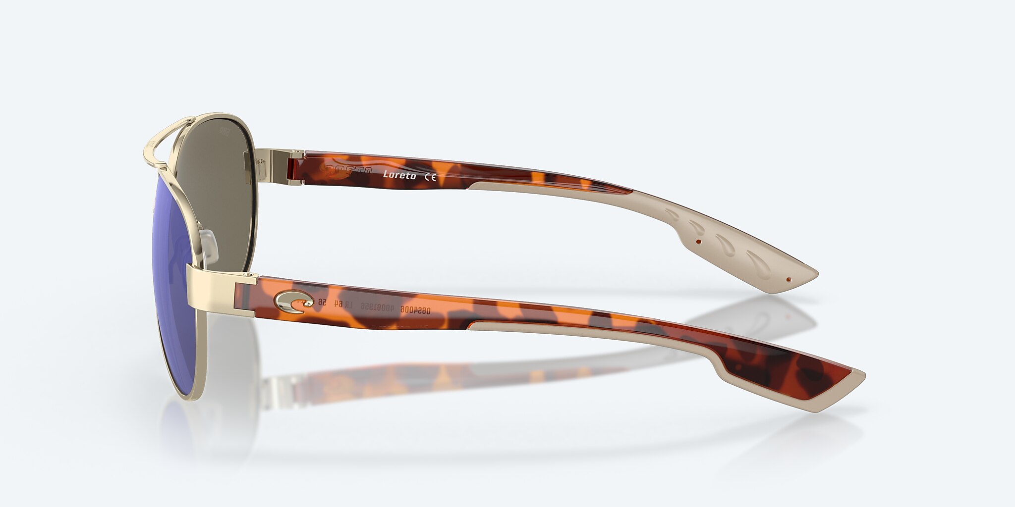 Lunettes de soleil Costa Loreto M (56-14) avec Effet miroir Bleu verre et Or rose monture Image 3 de 8