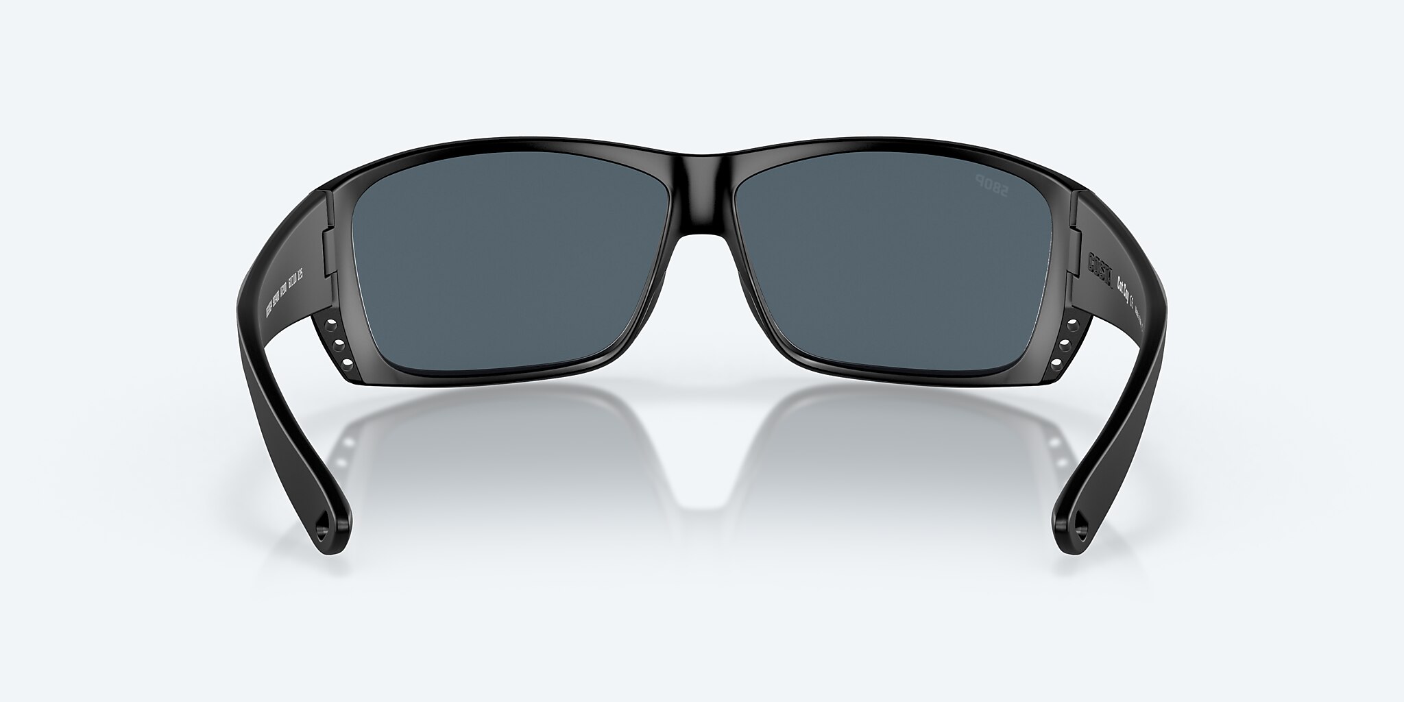 Sunglasses Costa Cat Cay M (61-10) with Gray Silver Mirror lens and Matte Black Green Logo frame Image 4 of 7