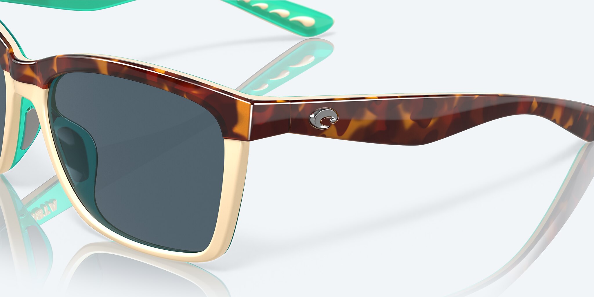 Sunglasses Costa Anaa S (55-16) with Gray lens and Shiny Retro Tortoise/Cream/Mint frame Image 6 of 7